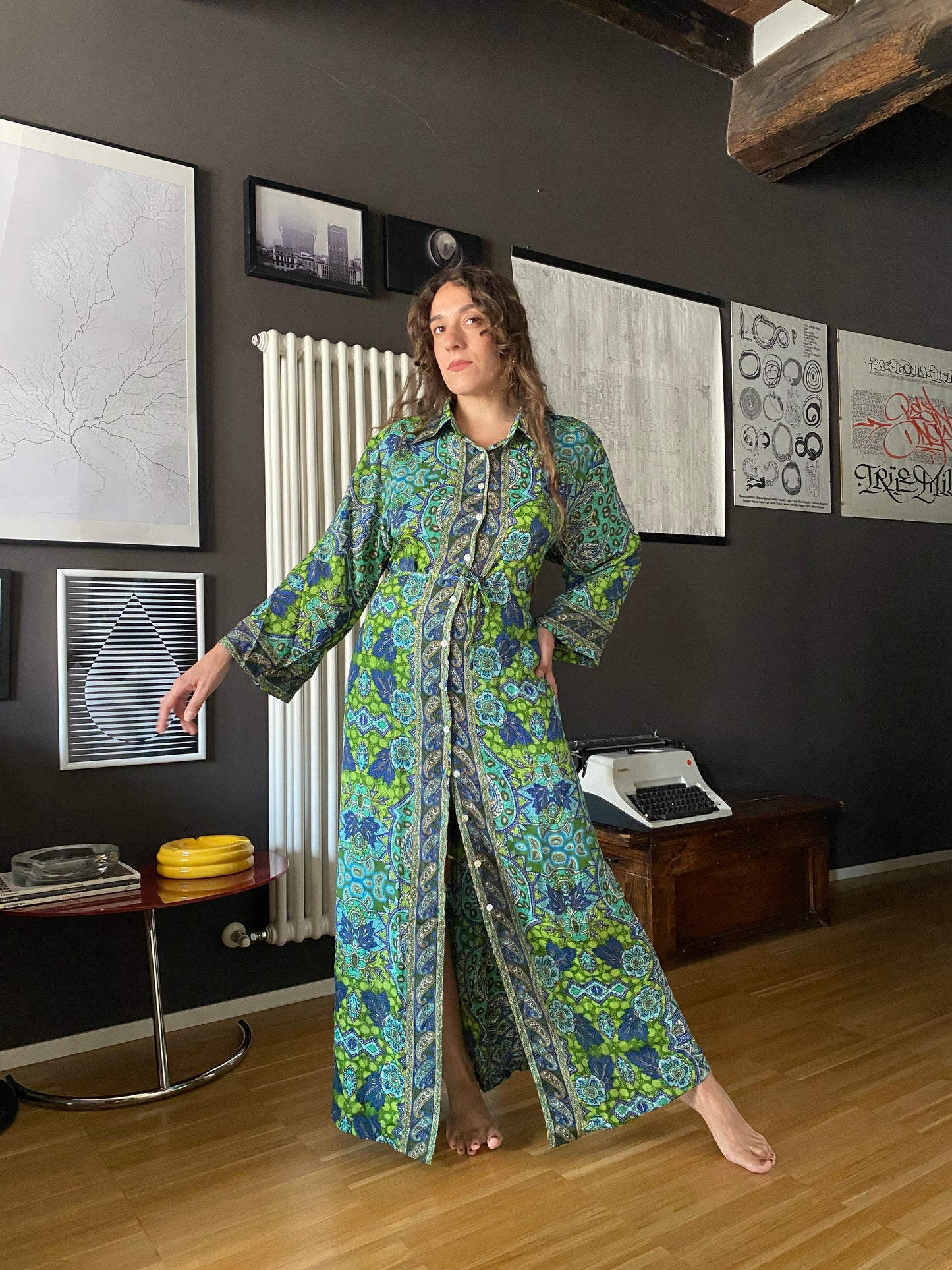 Abito boho in seta chemisier