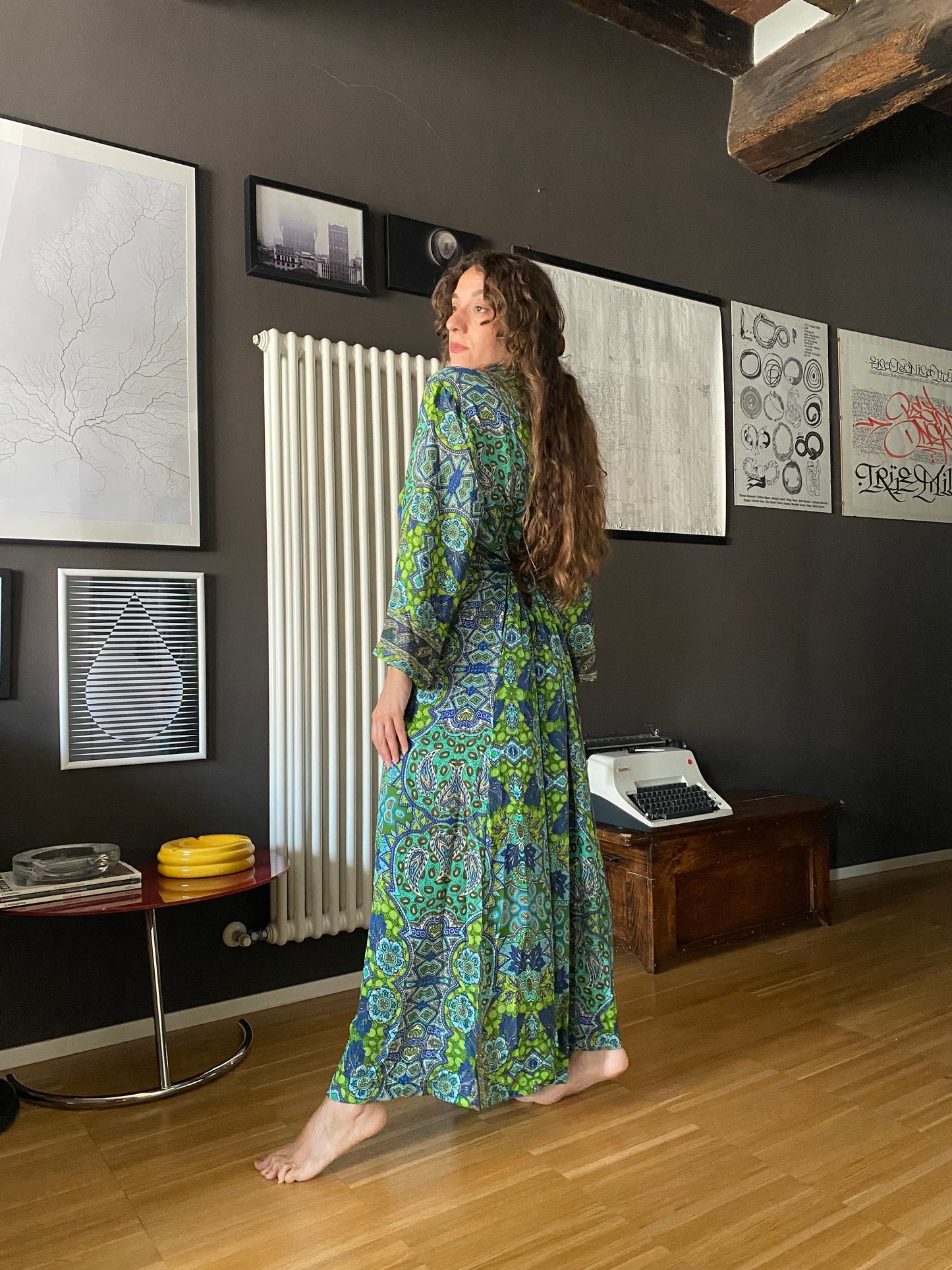 Abito boho in seta chemisier