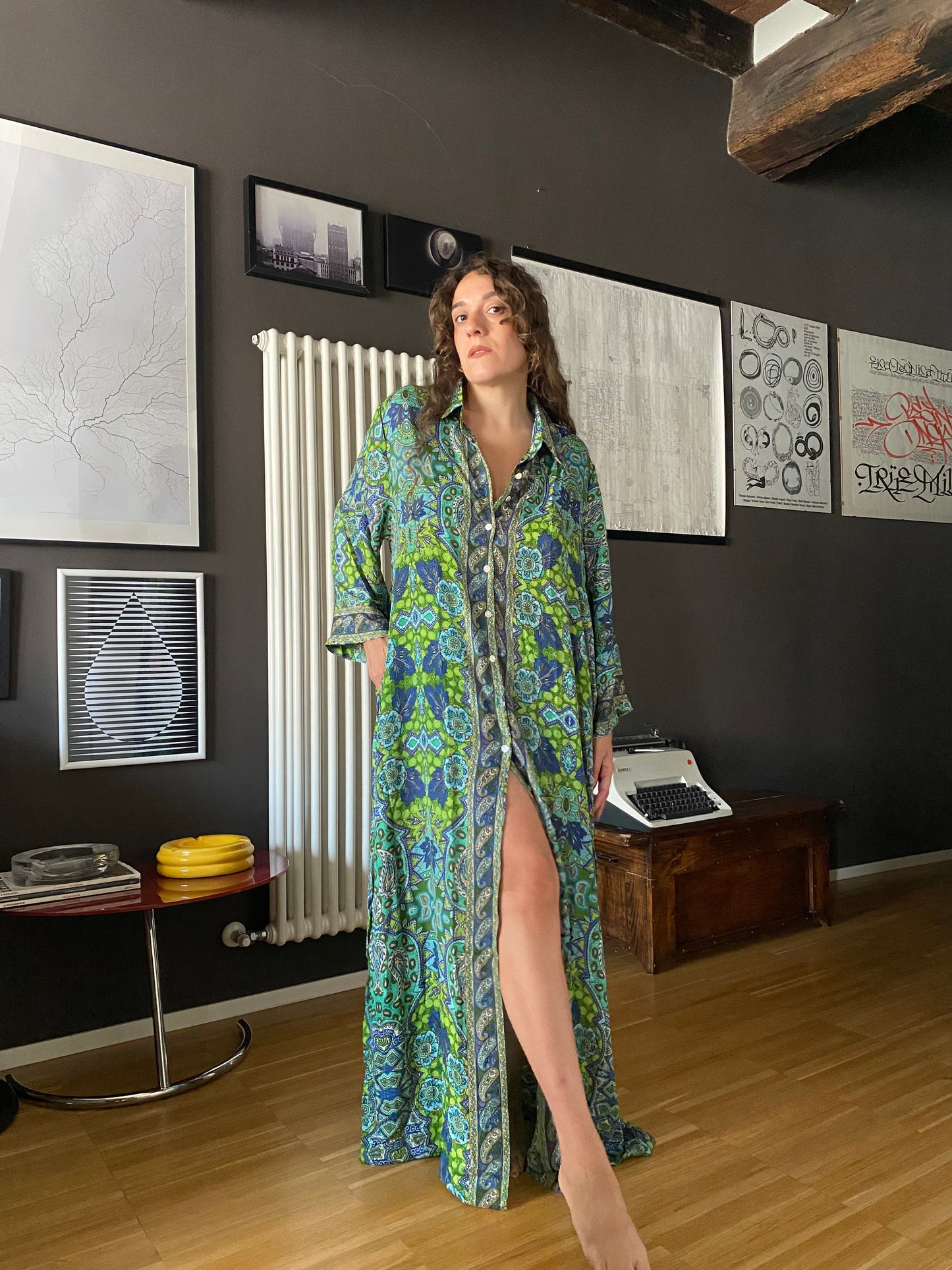 Abito boho in seta chemisier