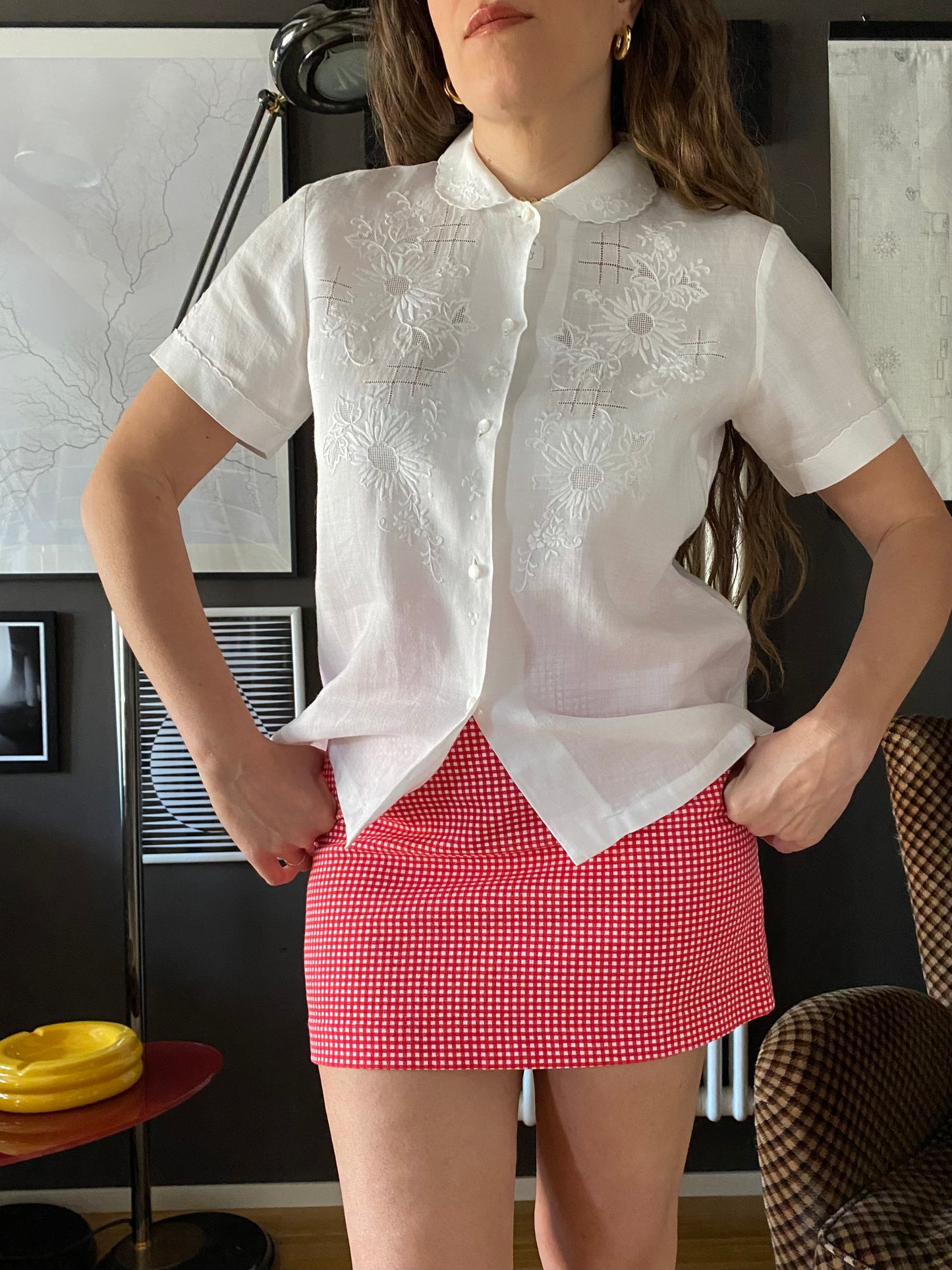 Camicia lino con ricami