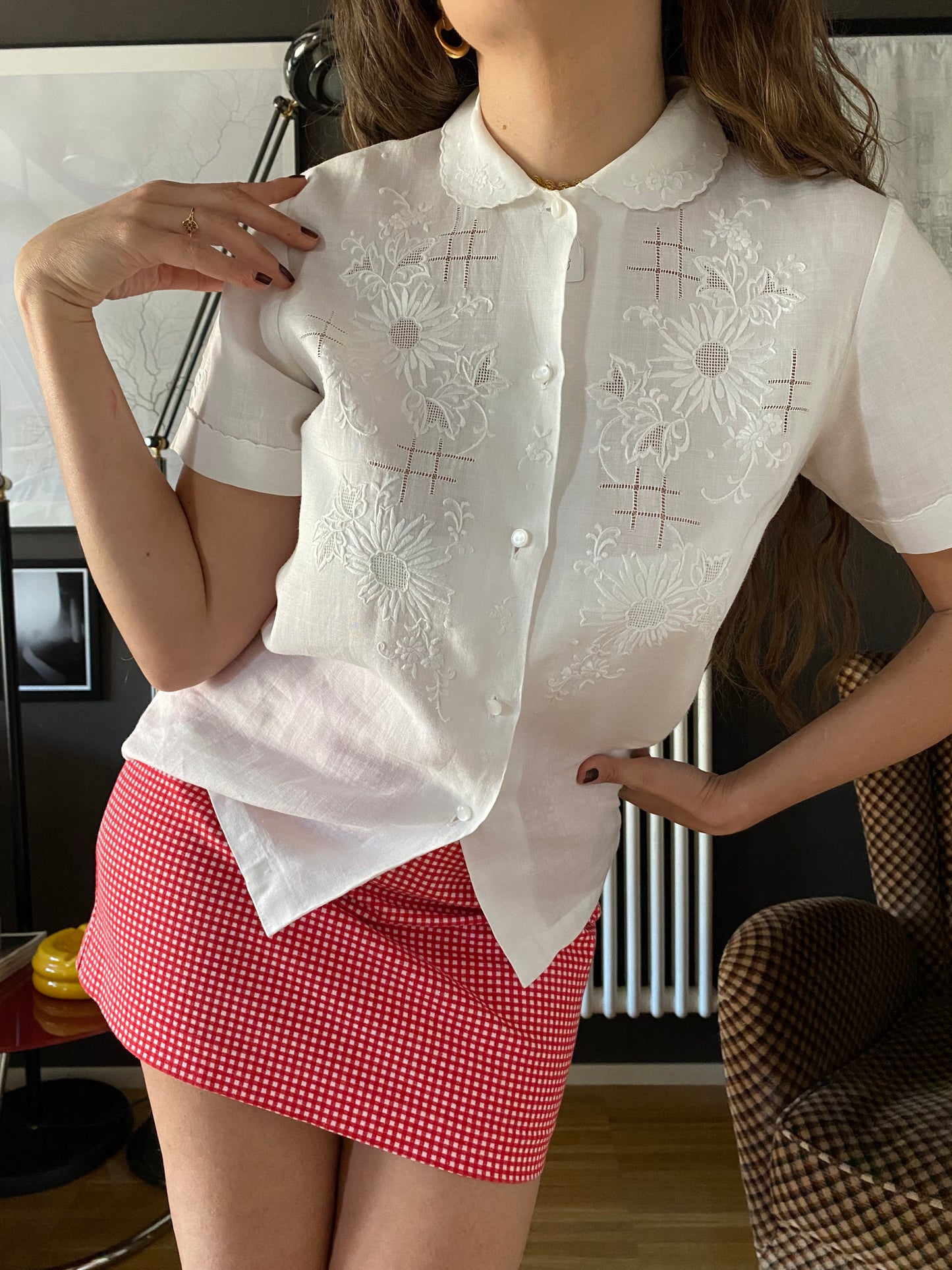 Camicia lino con ricami