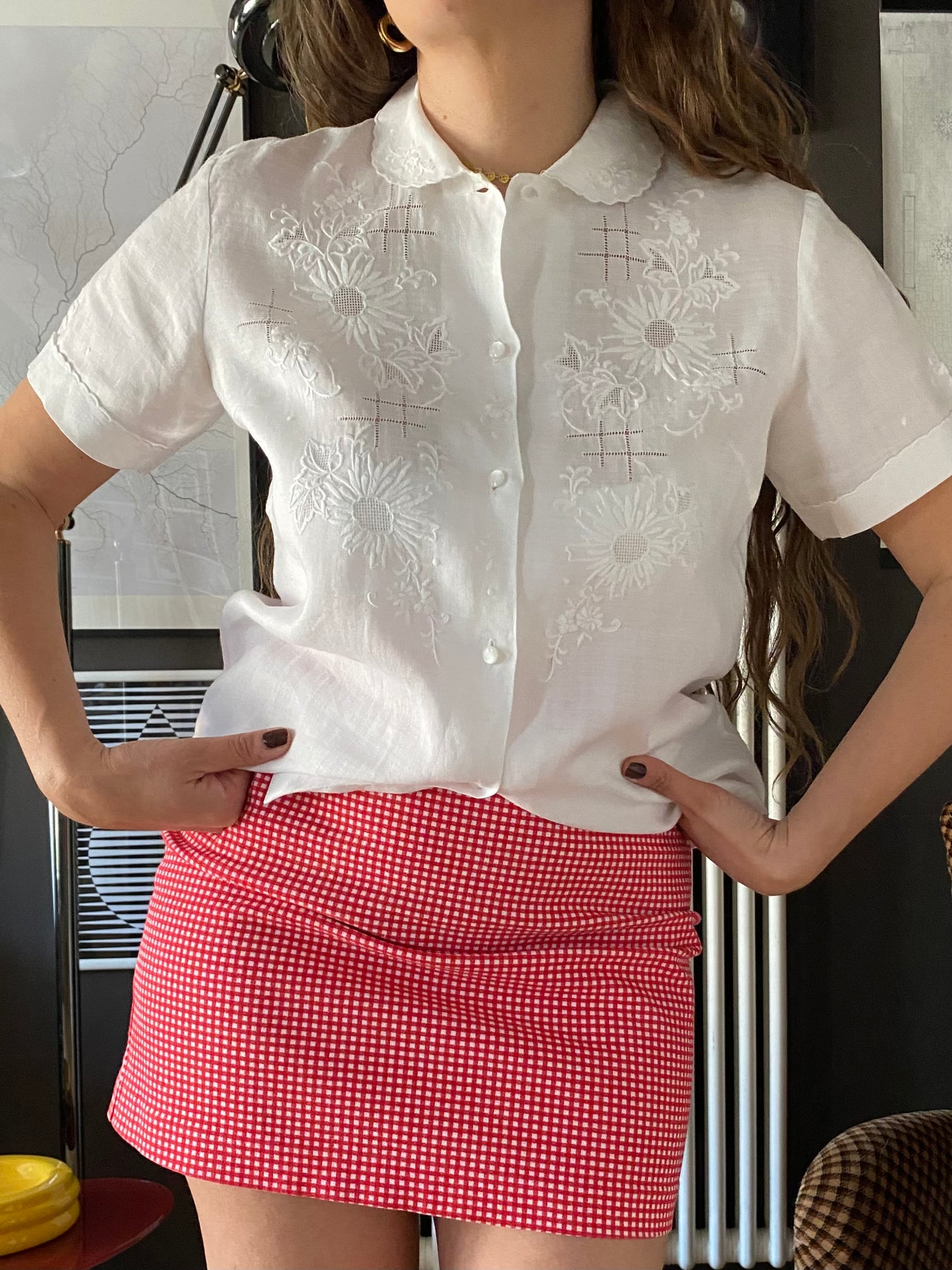 Camicia lino con ricami