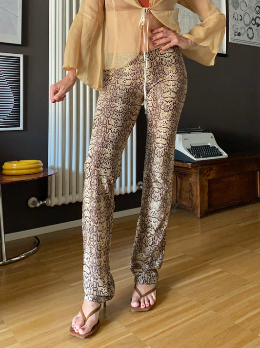 Pantaloni flare stampa pitonata