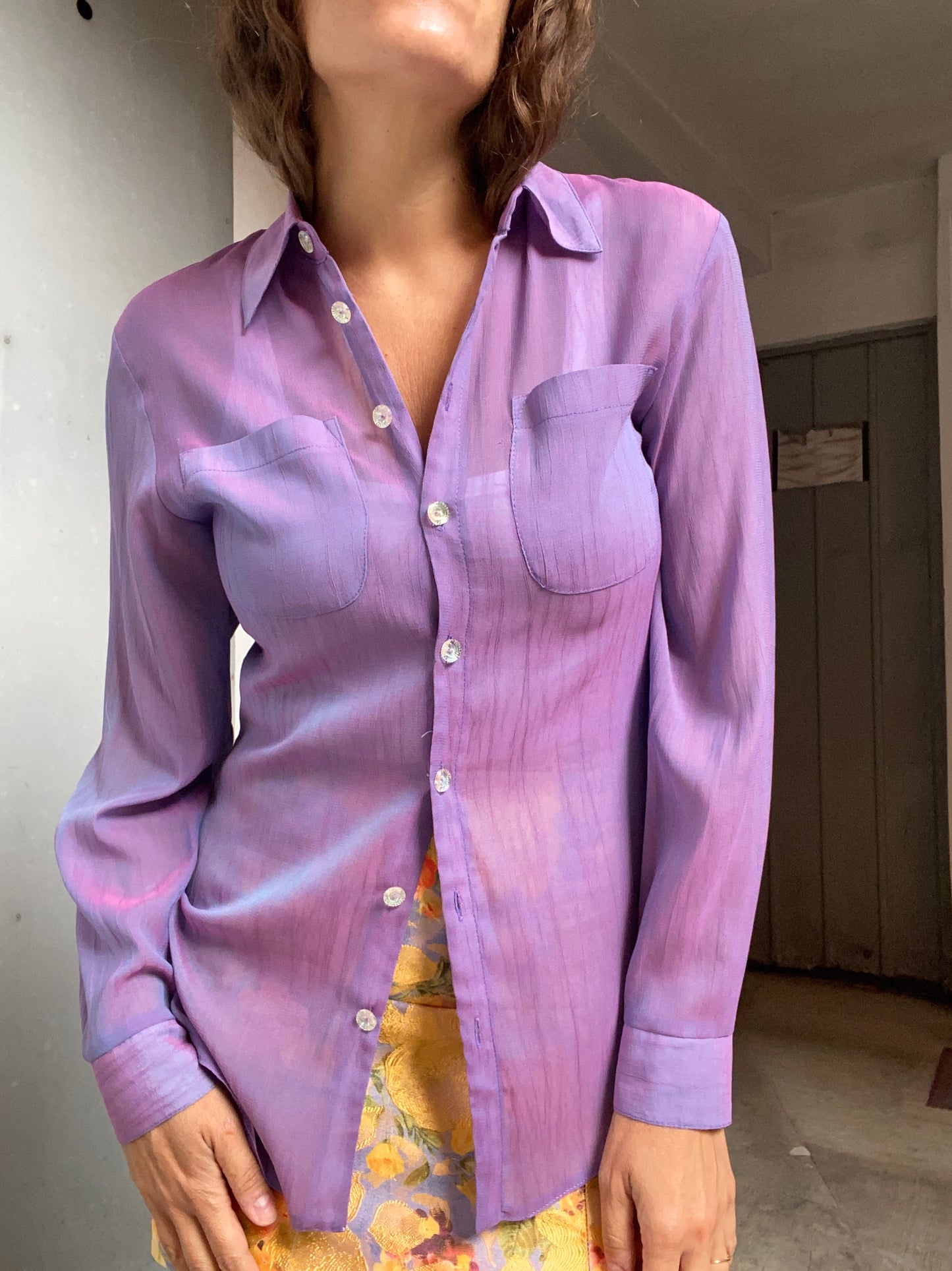 Camicia cangiante anni 90 lilla/viola
