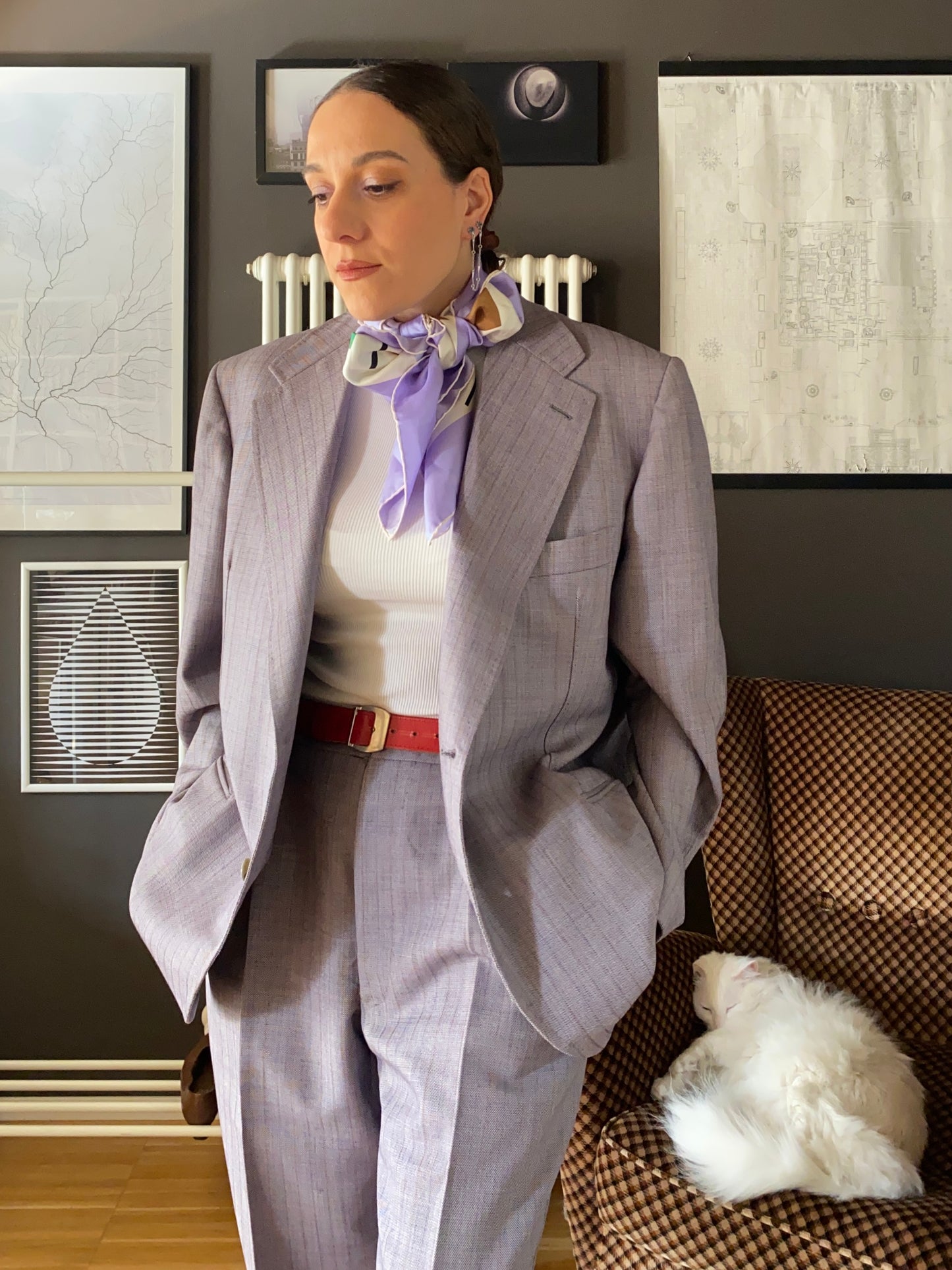 Completo sartoriale maschile lilla/grigio