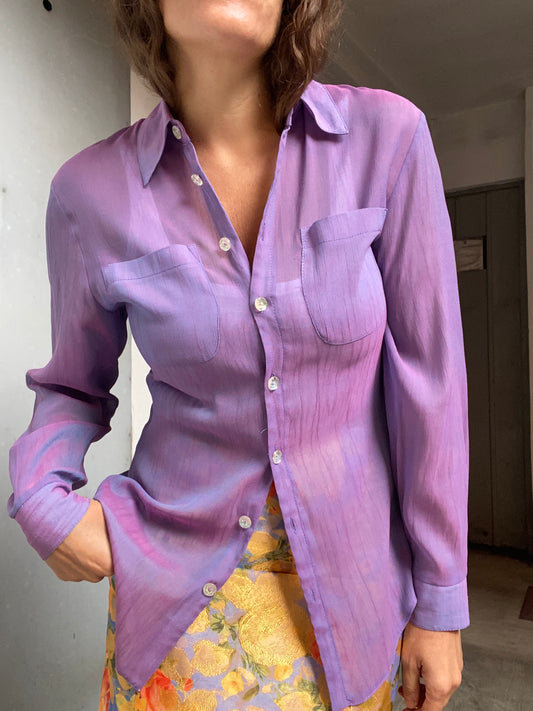 Camicia cangiante anni 90 lilla/viola