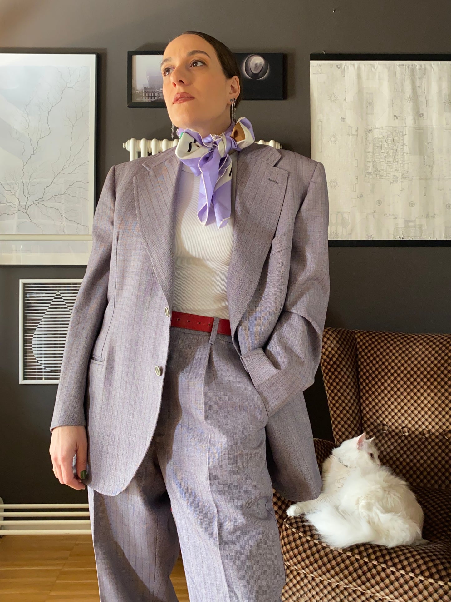 Completo sartoriale maschile lilla/grigio