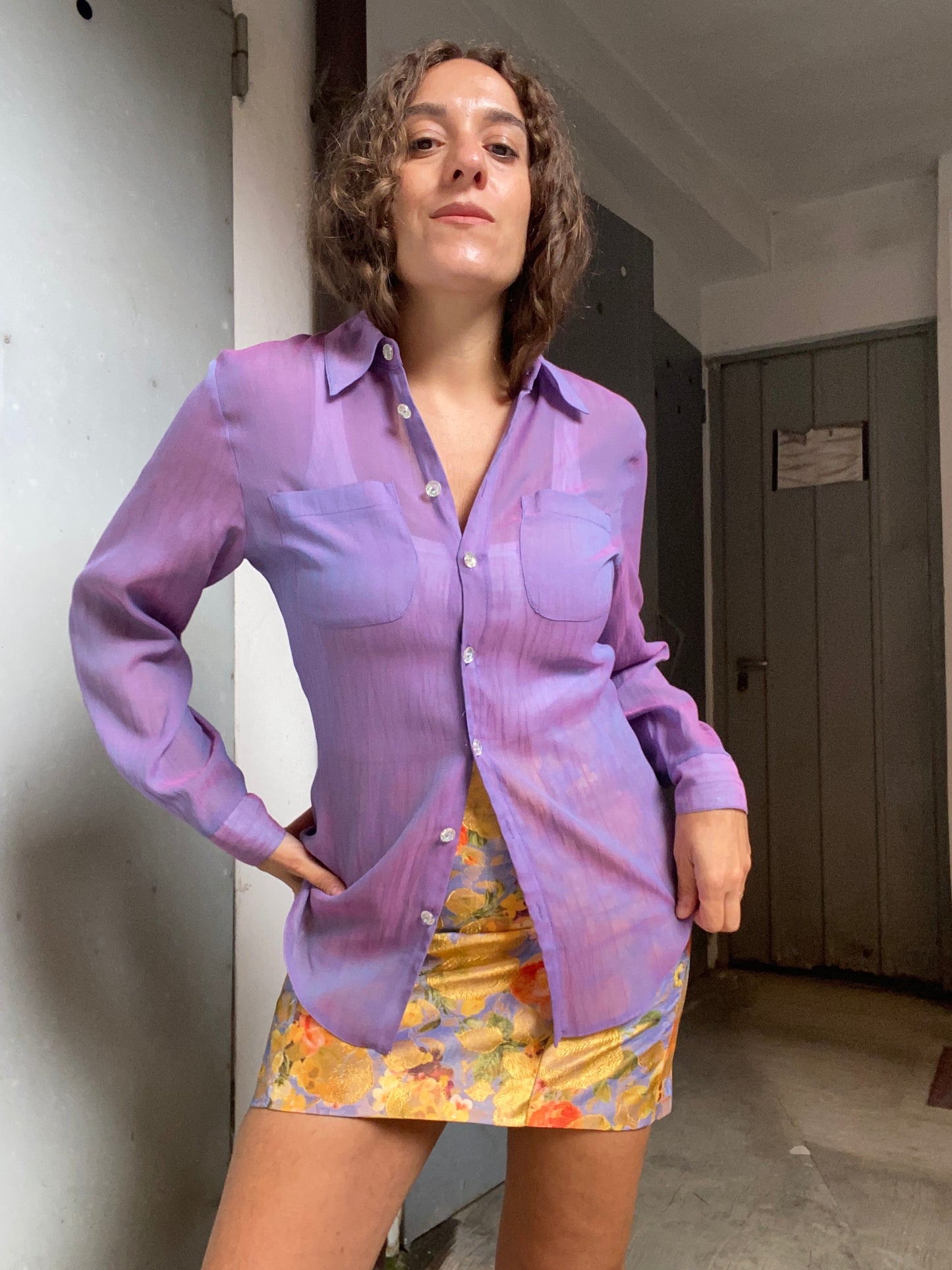 Camicia cangiante anni 90 lilla/viola