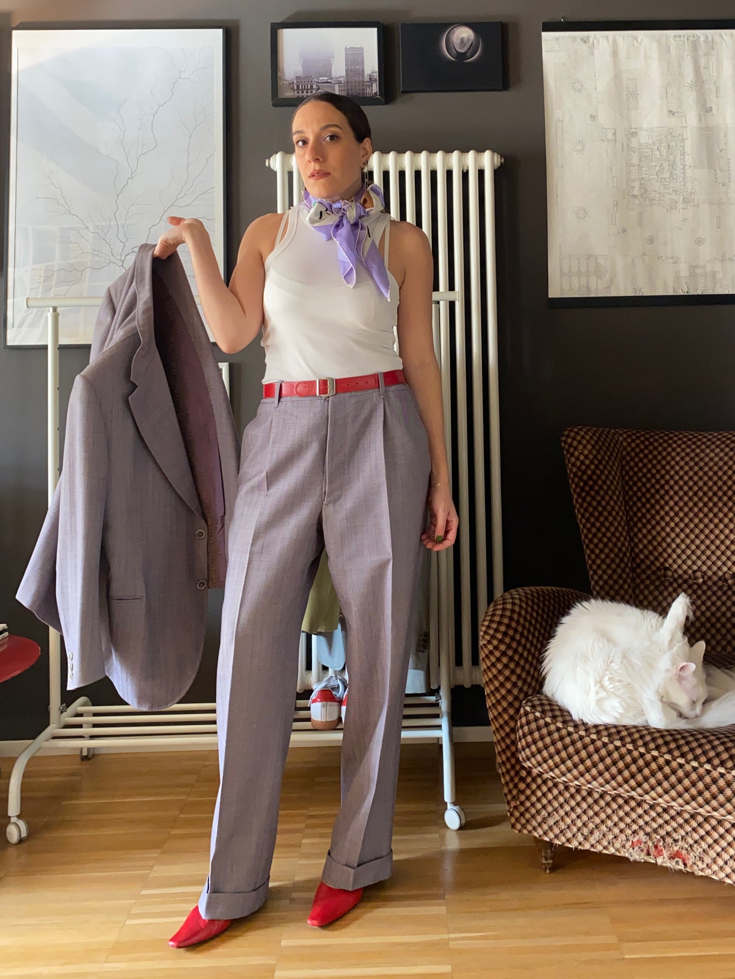 Completo sartoriale maschile lilla/grigio