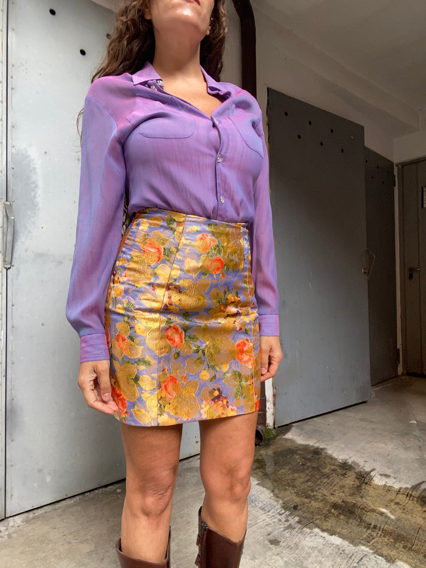 Camicia cangiante anni 90 lilla/viola