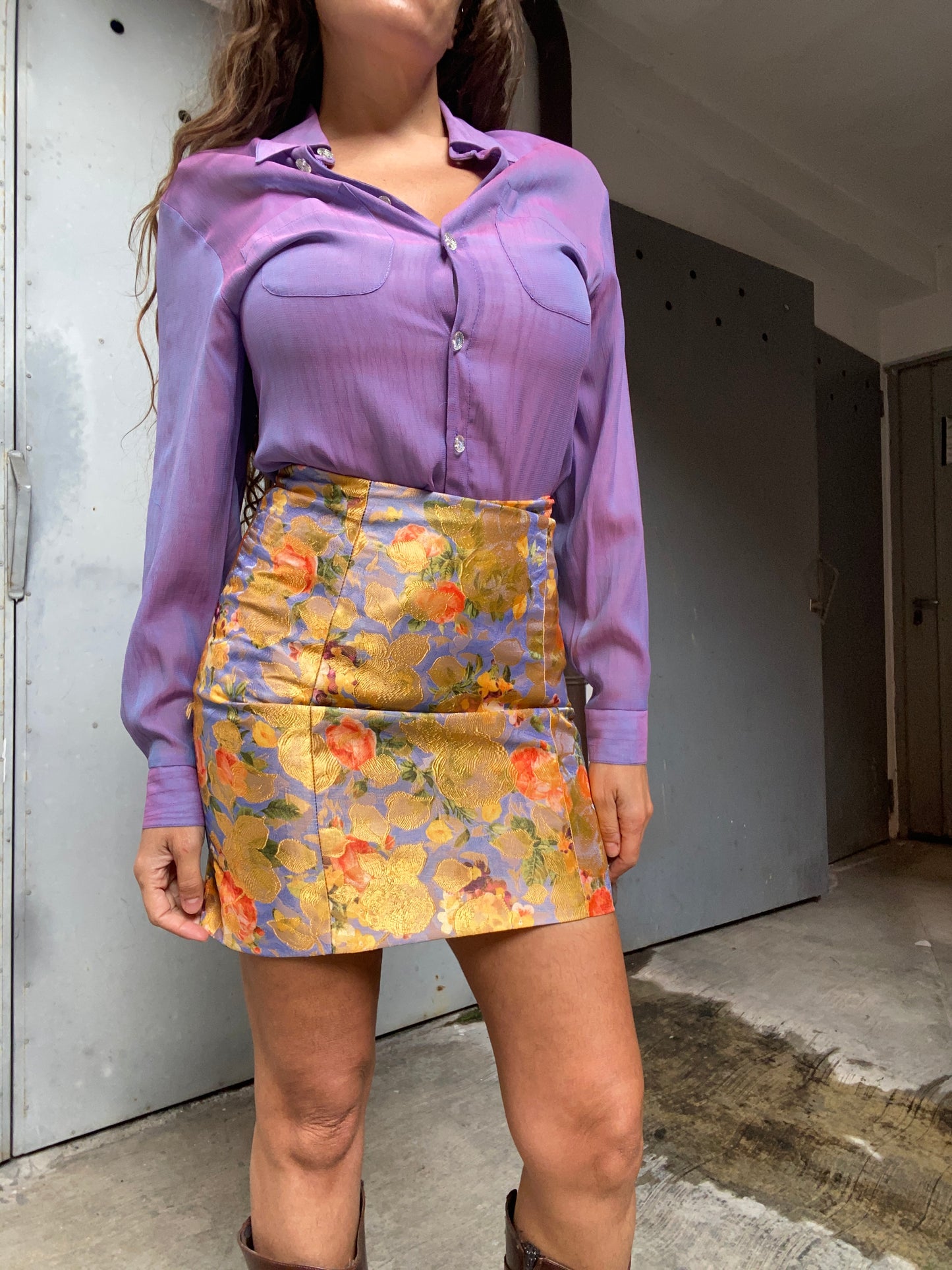 Camicia cangiante anni 90 lilla/viola