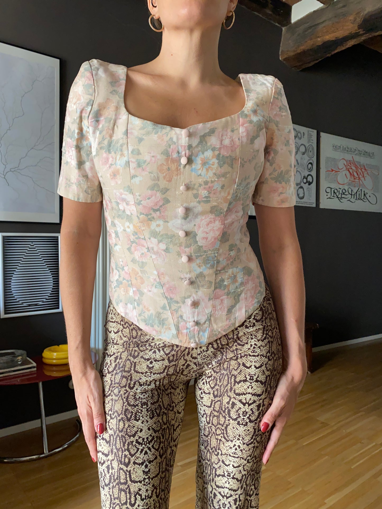 Top corsetto floreale
