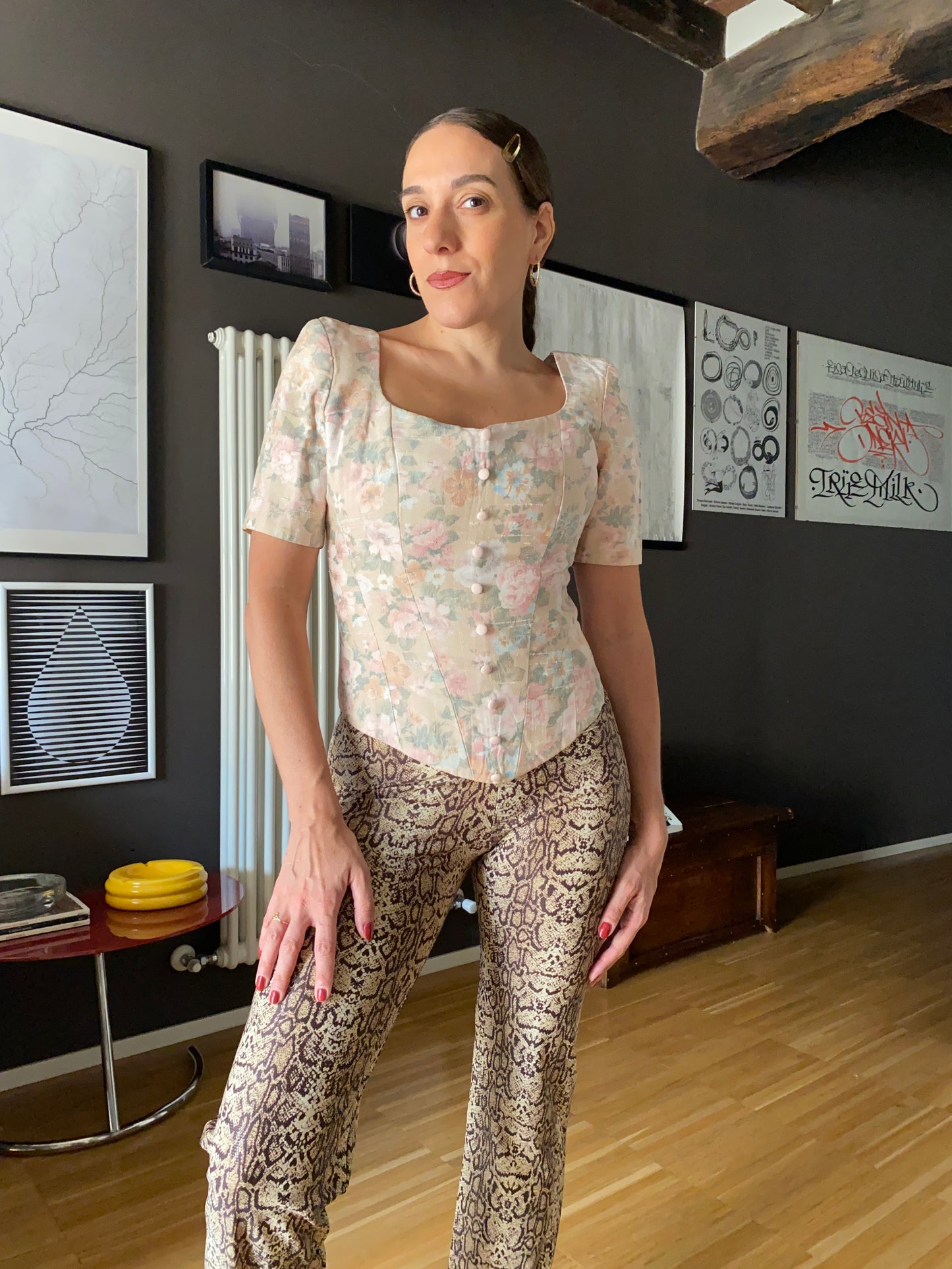 Top corsetto floreale