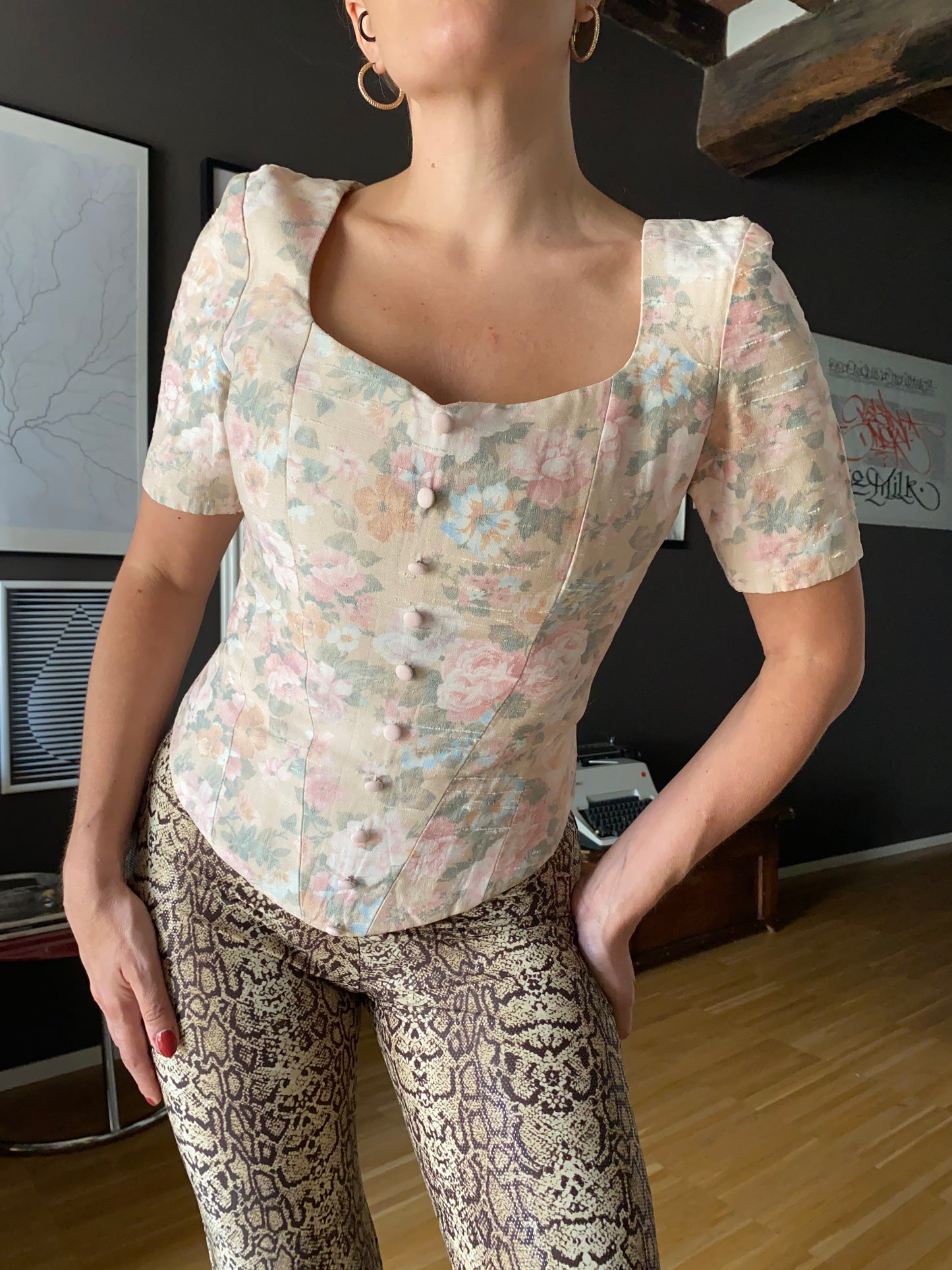 Top corsetto floreale
