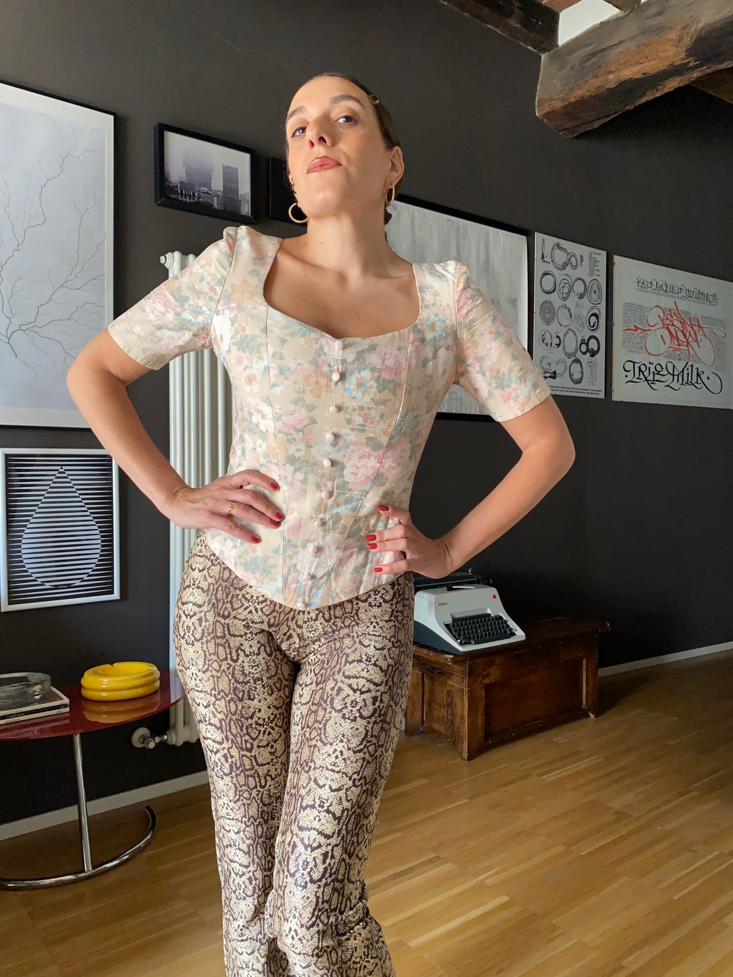 Top corsetto floreale