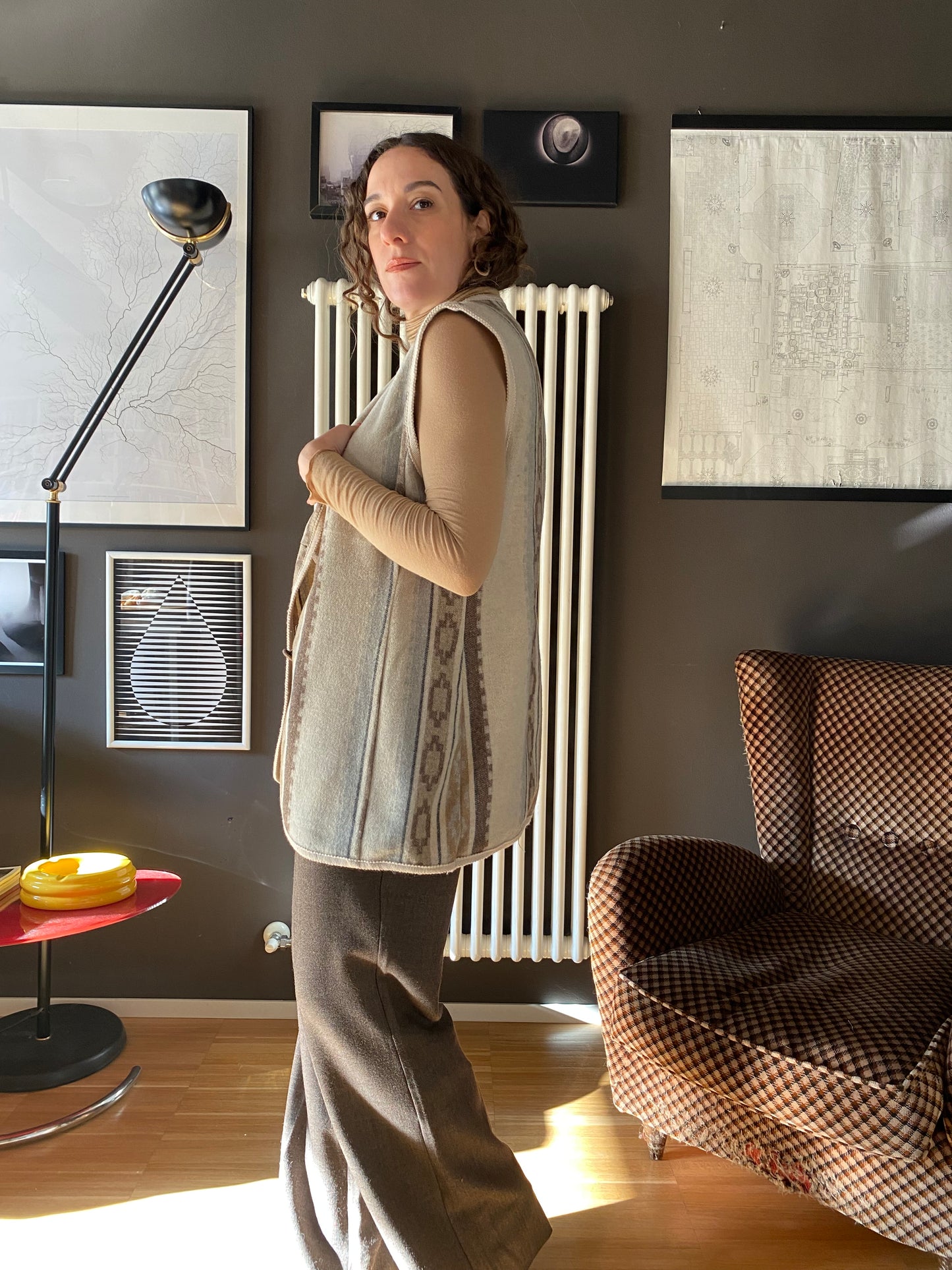 Gilet misto lana vintage lungo