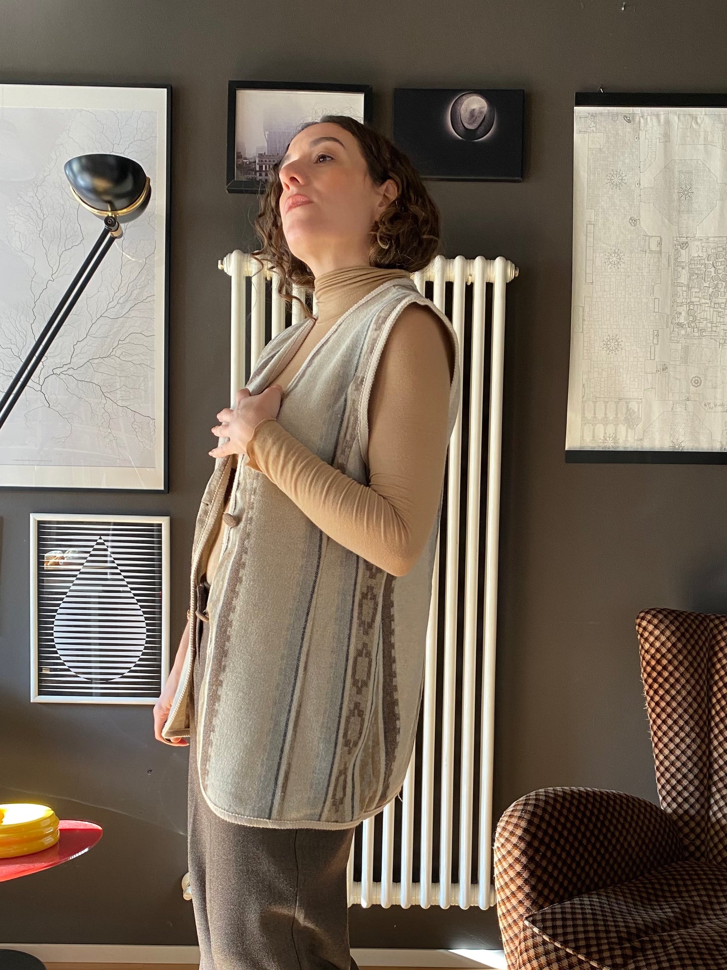 Gilet misto lana vintage lungo