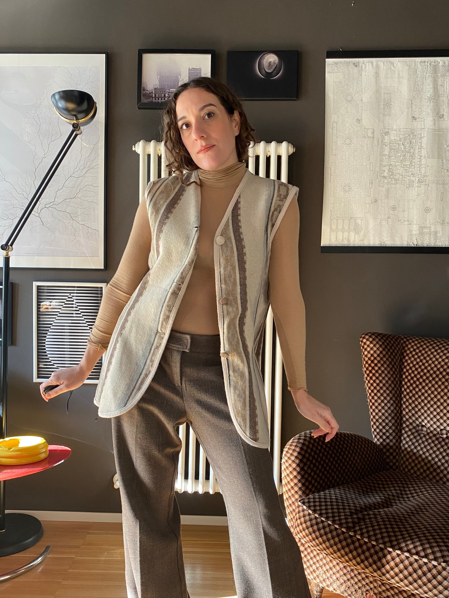 Gilet misto lana vintage lungo