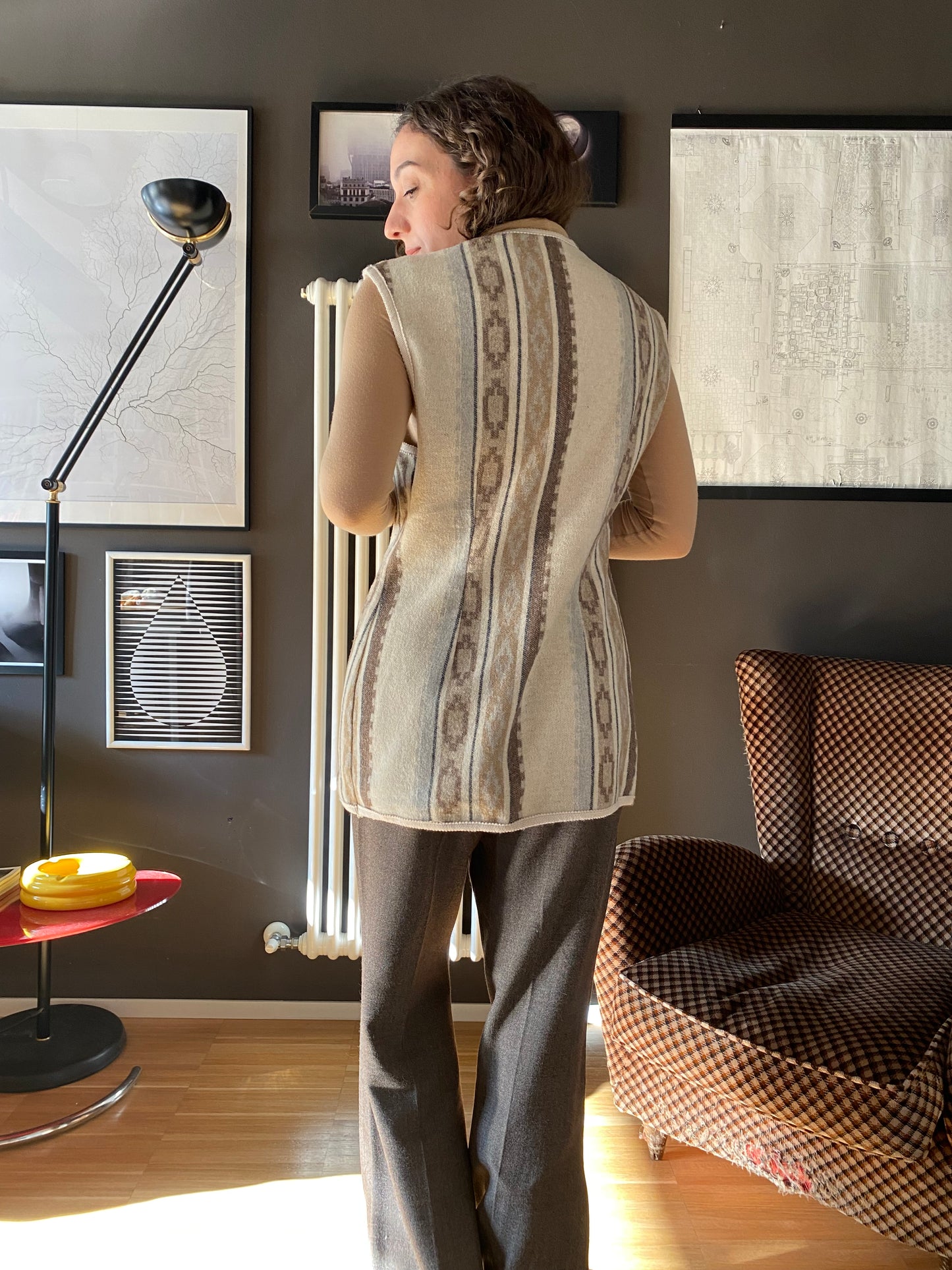 Gilet misto lana vintage lungo