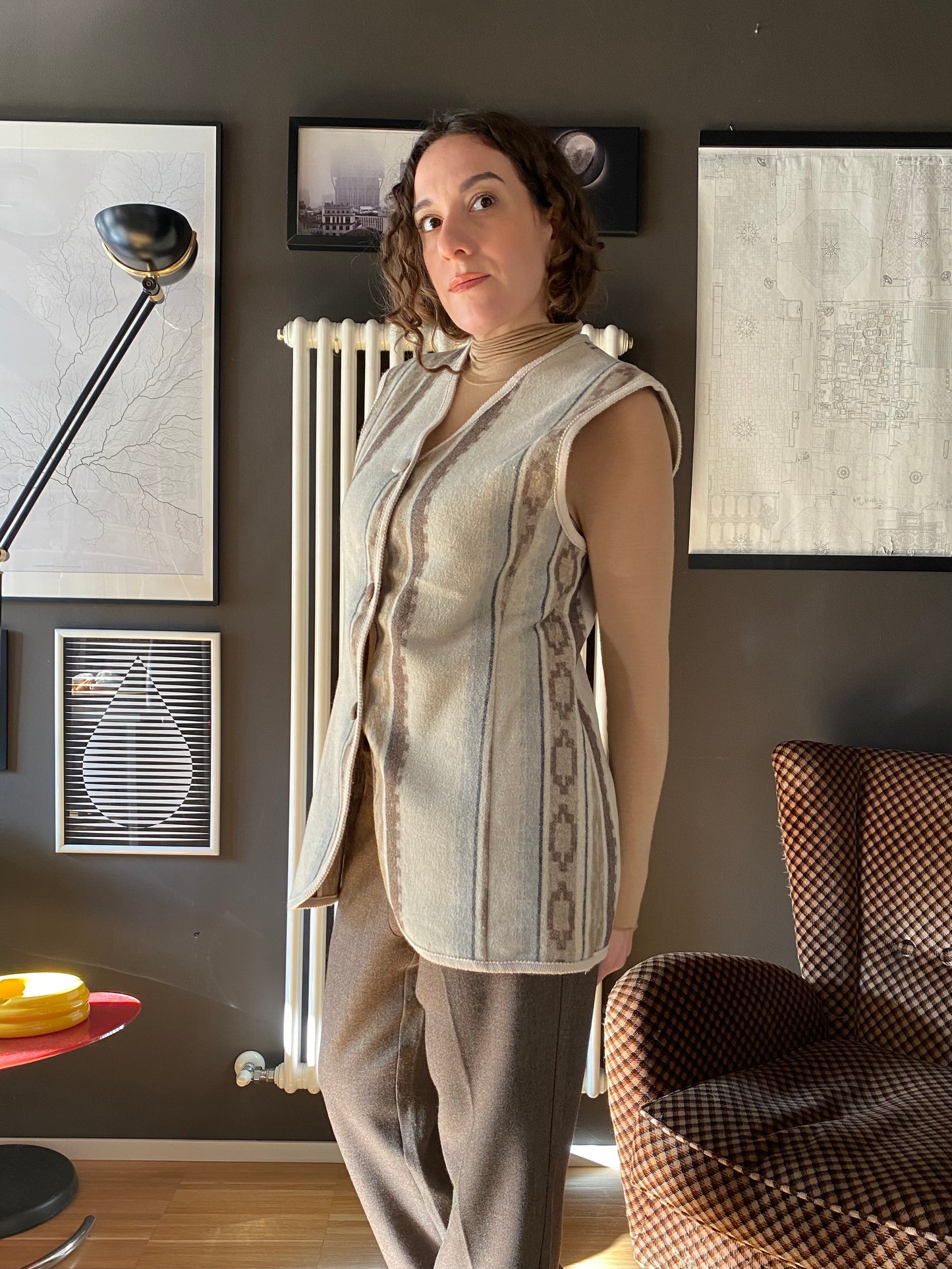 Gilet misto lana vintage lungo