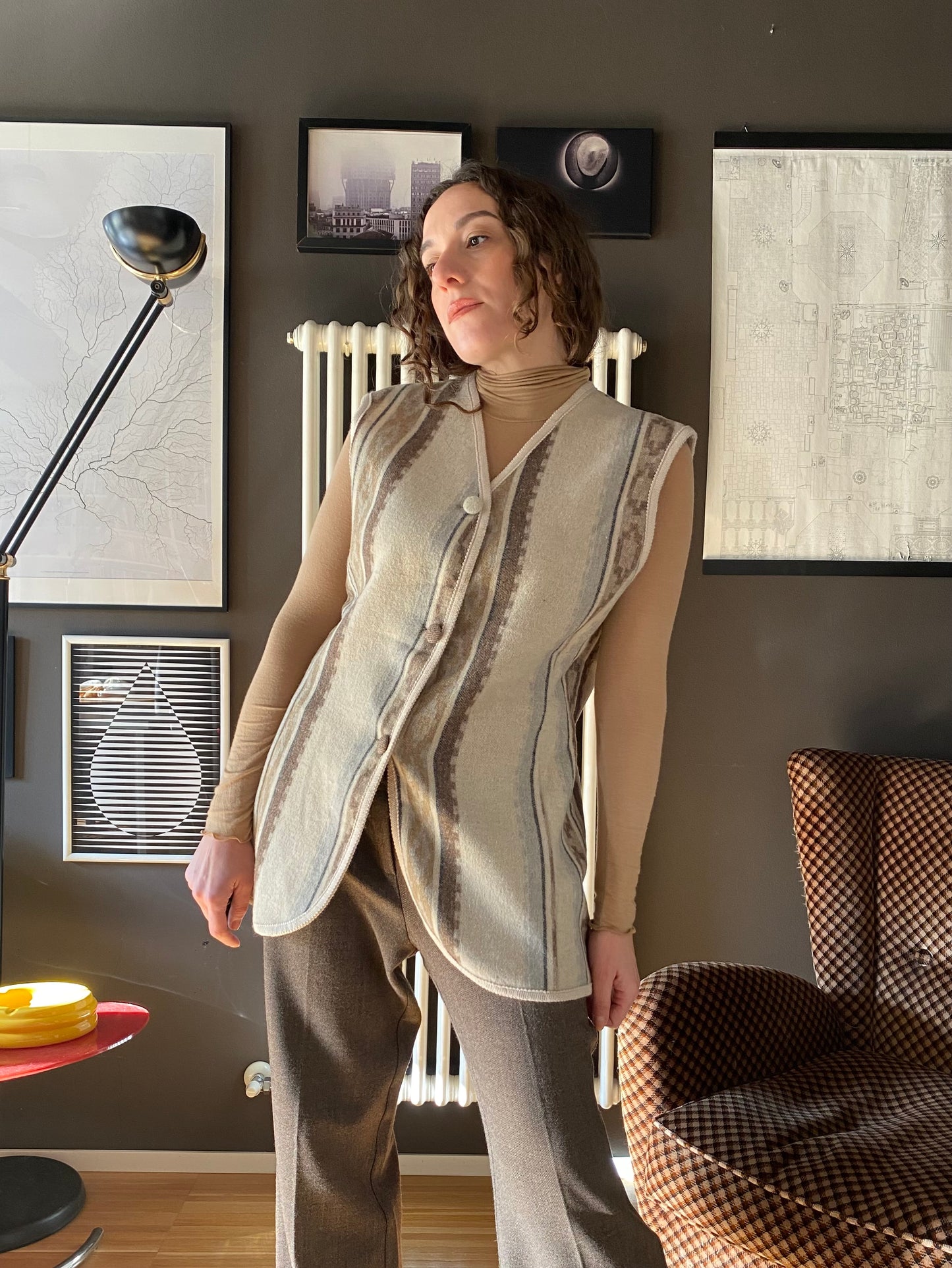 Gilet misto lana vintage lungo