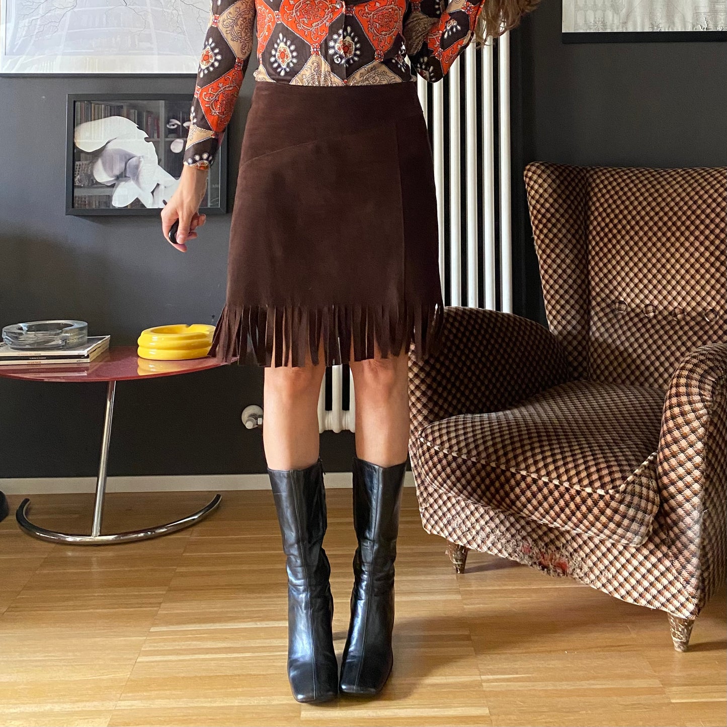 Gonna in pelle con frange