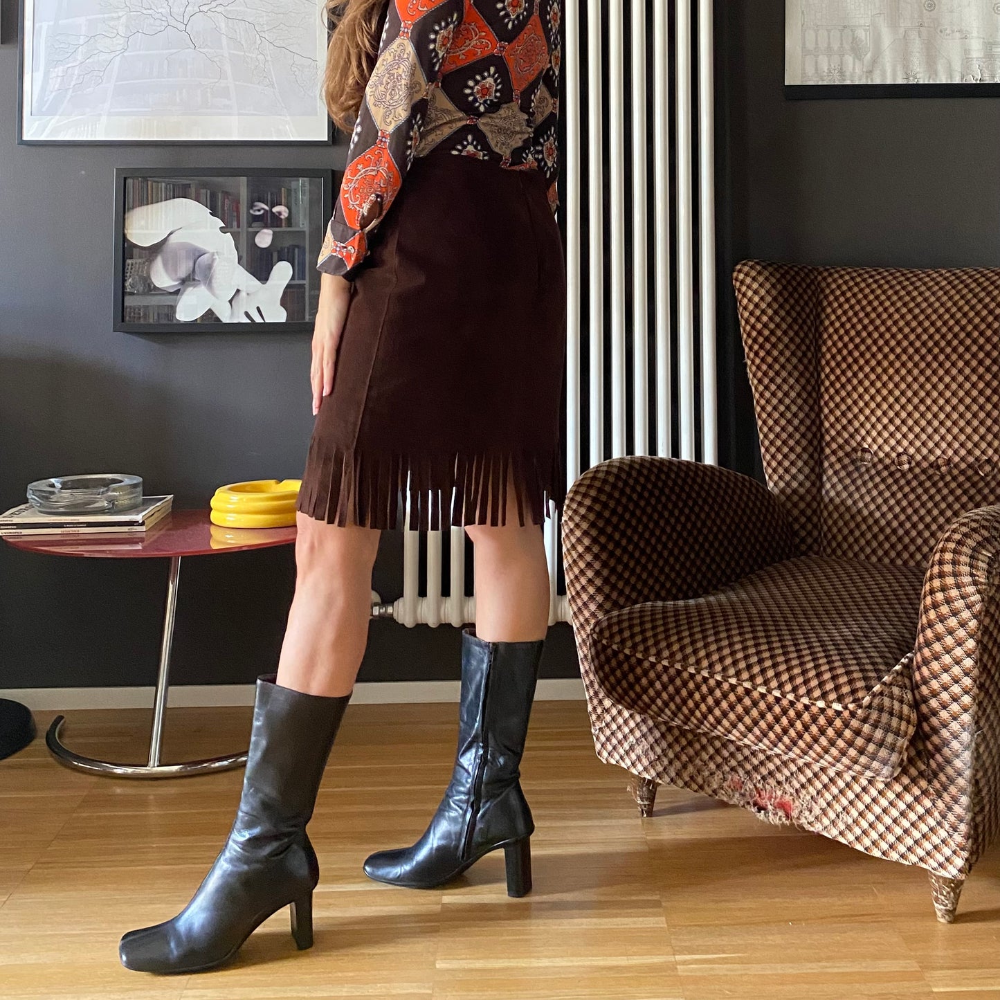 Gonna in pelle con frange