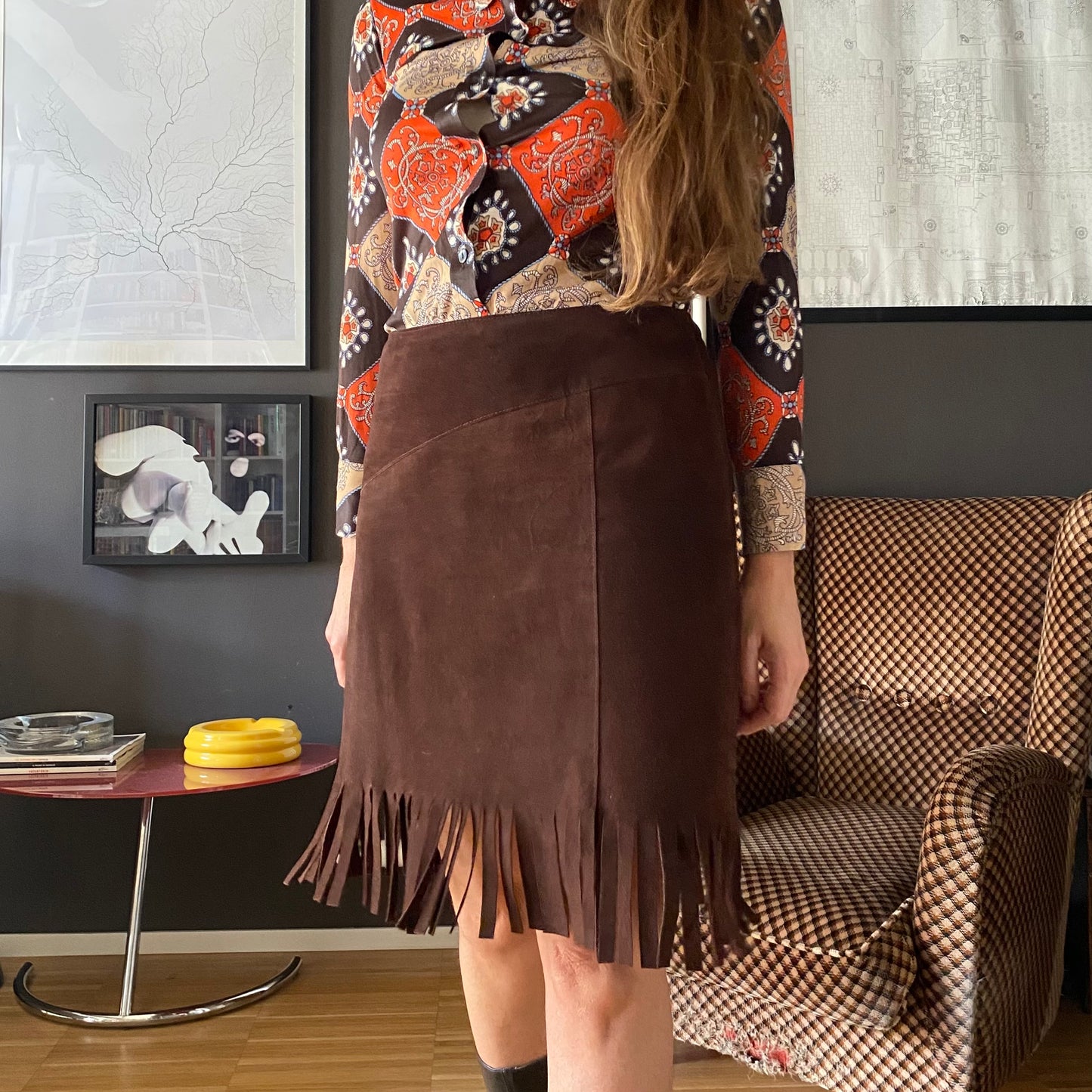 Gonna in pelle con frange