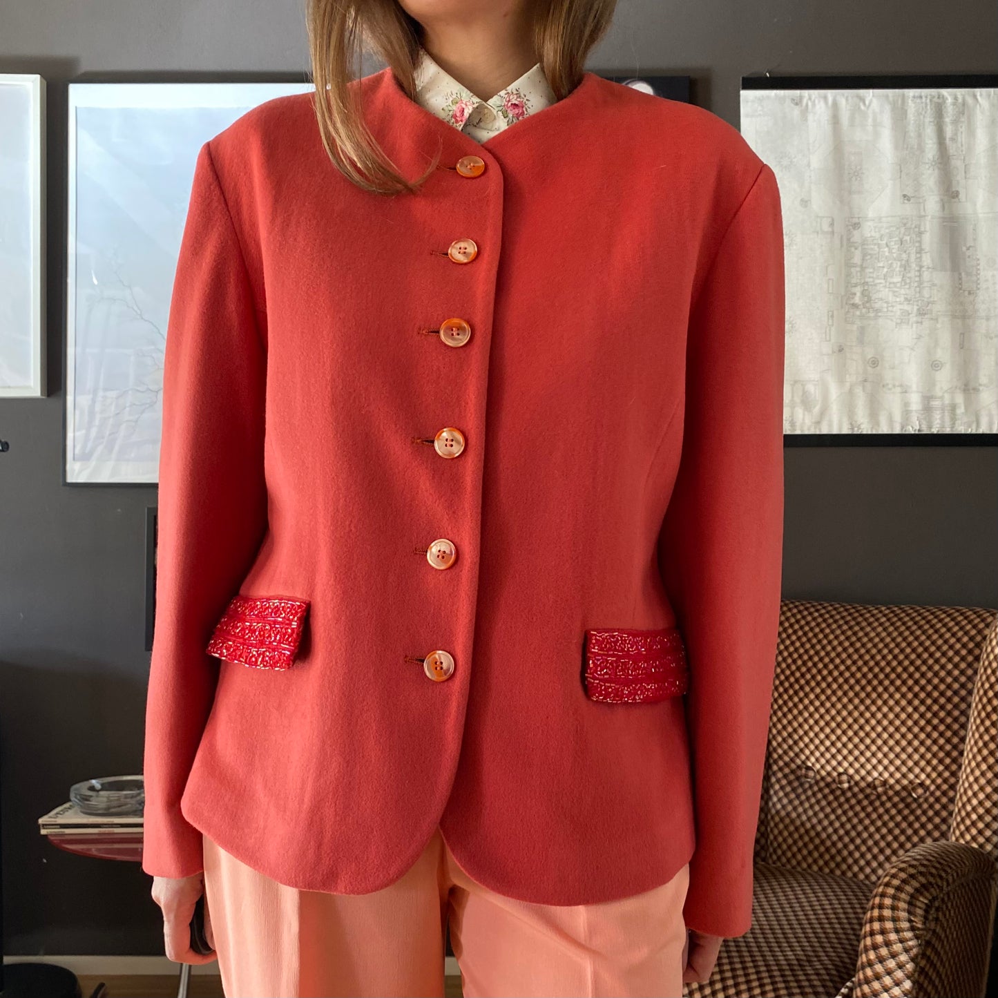 Blazer aragosta con perline