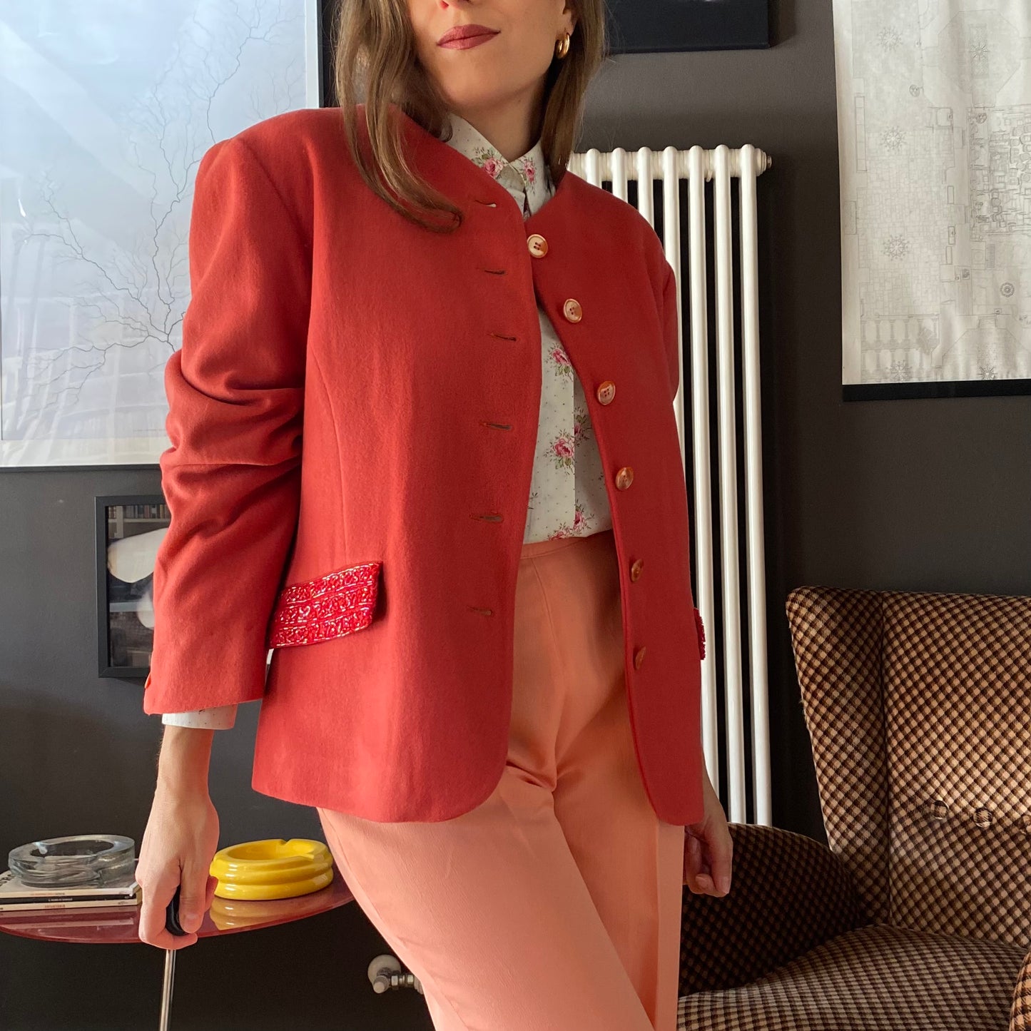Blazer aragosta con perline