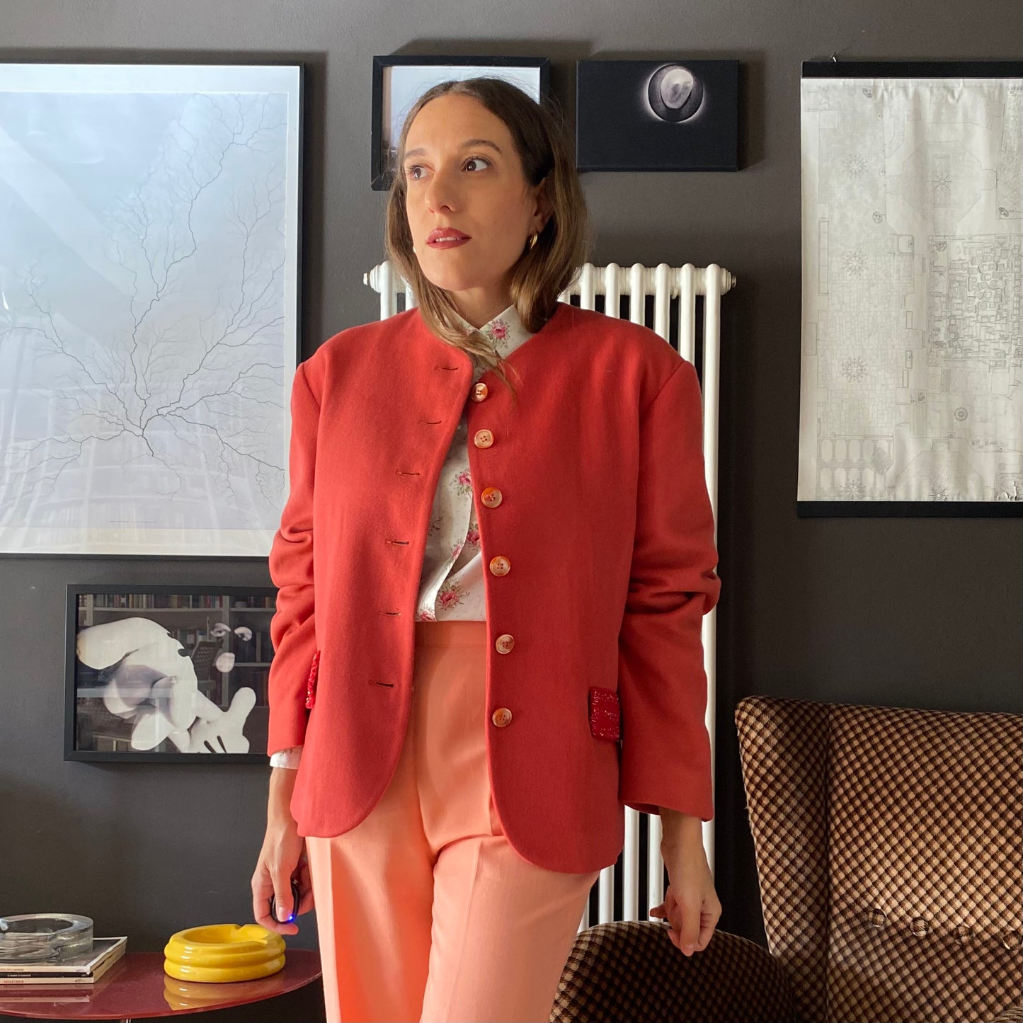 Blazer aragosta con perline