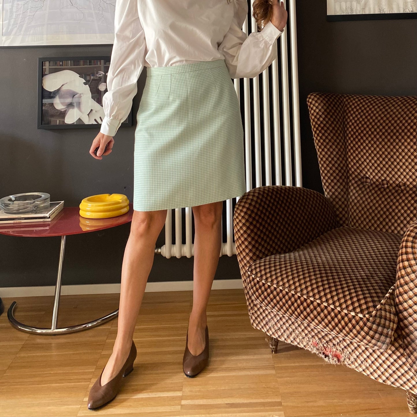 Gonna vichy bianco azzurro