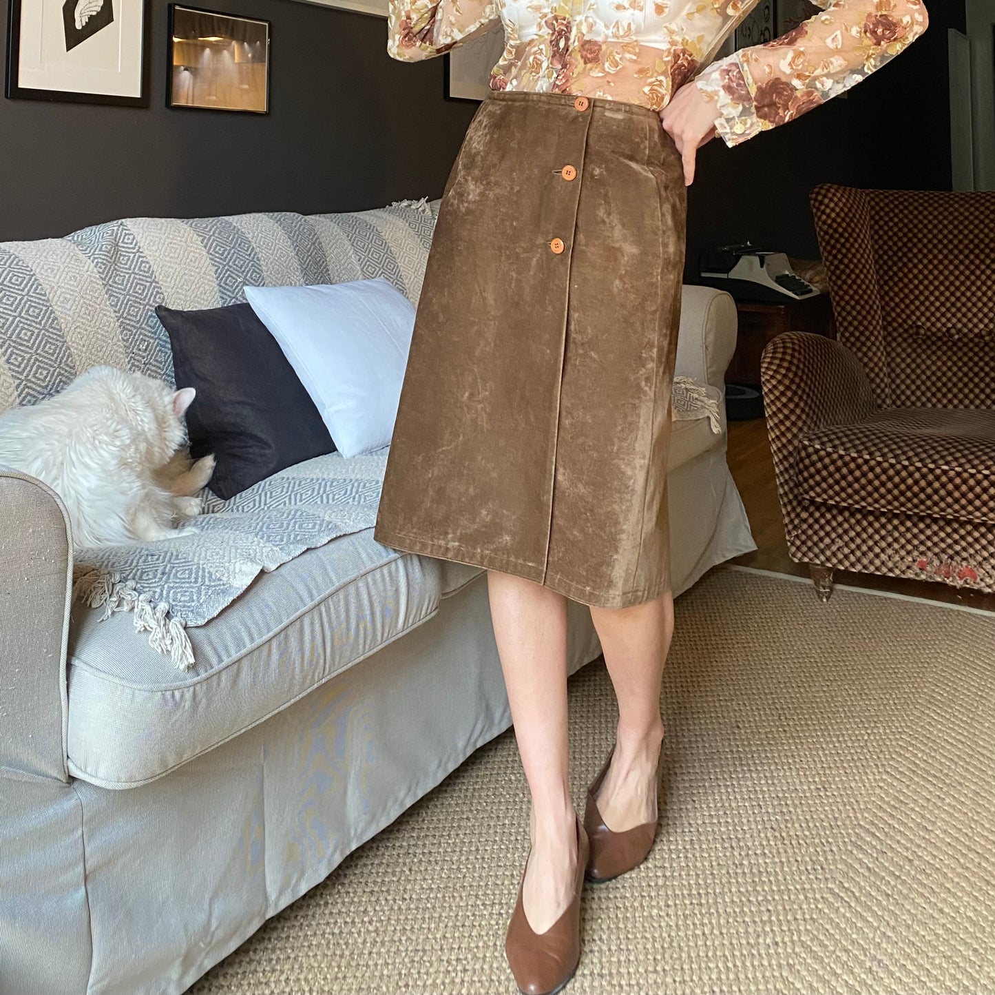 Gonna longuette midi anni 70 vintage