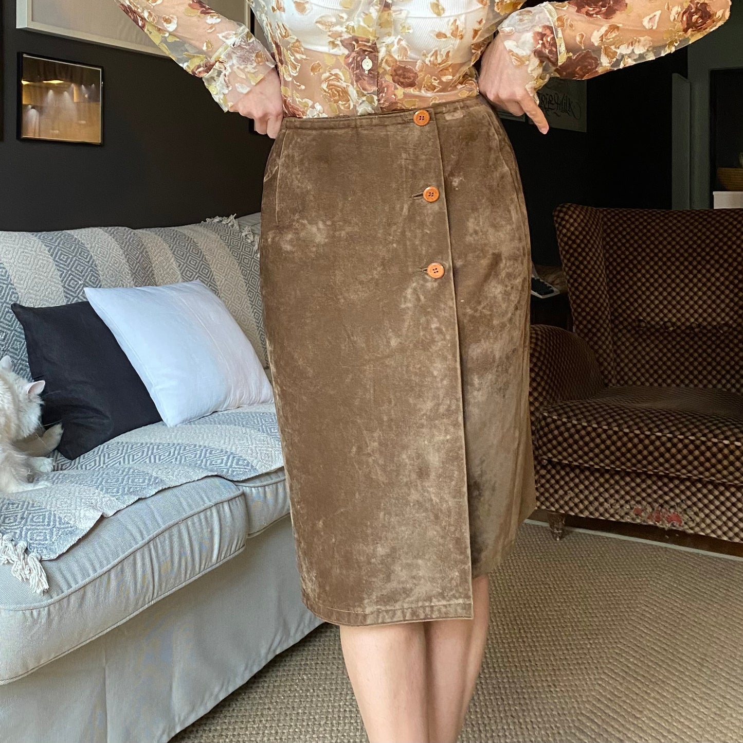 Gonna longuette midi anni 70 vintage