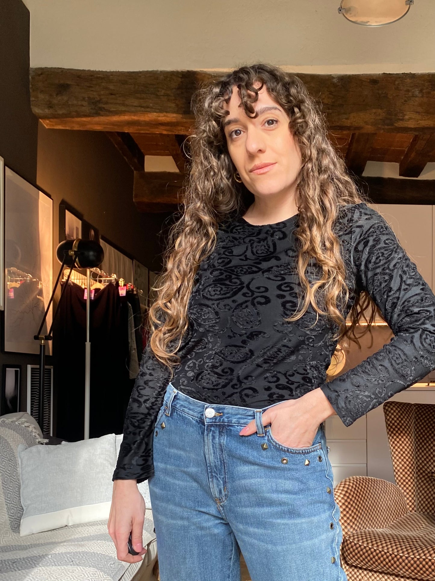 T shirt velluto damascato