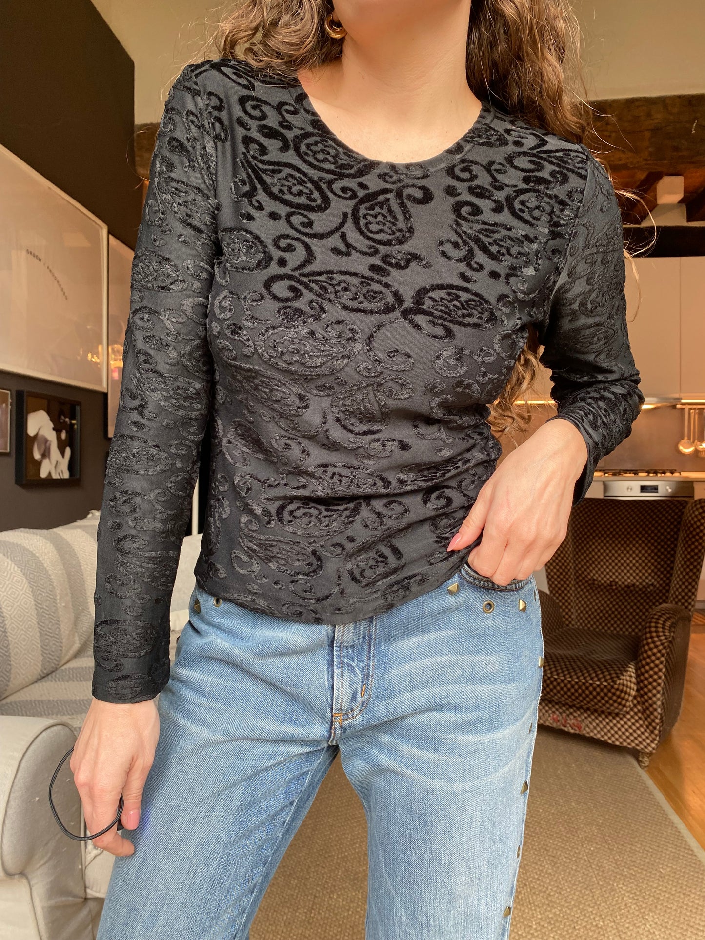 T shirt velluto damascato