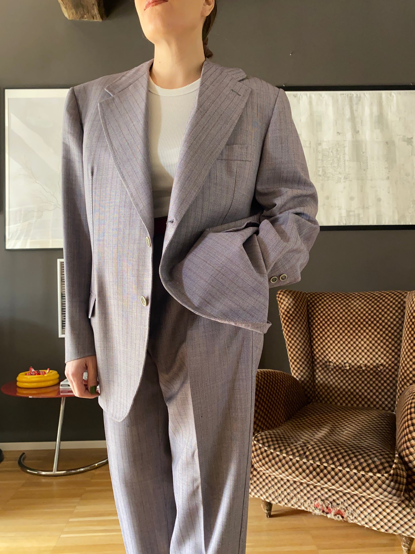 Completo sartoriale maschile lilla/grigio