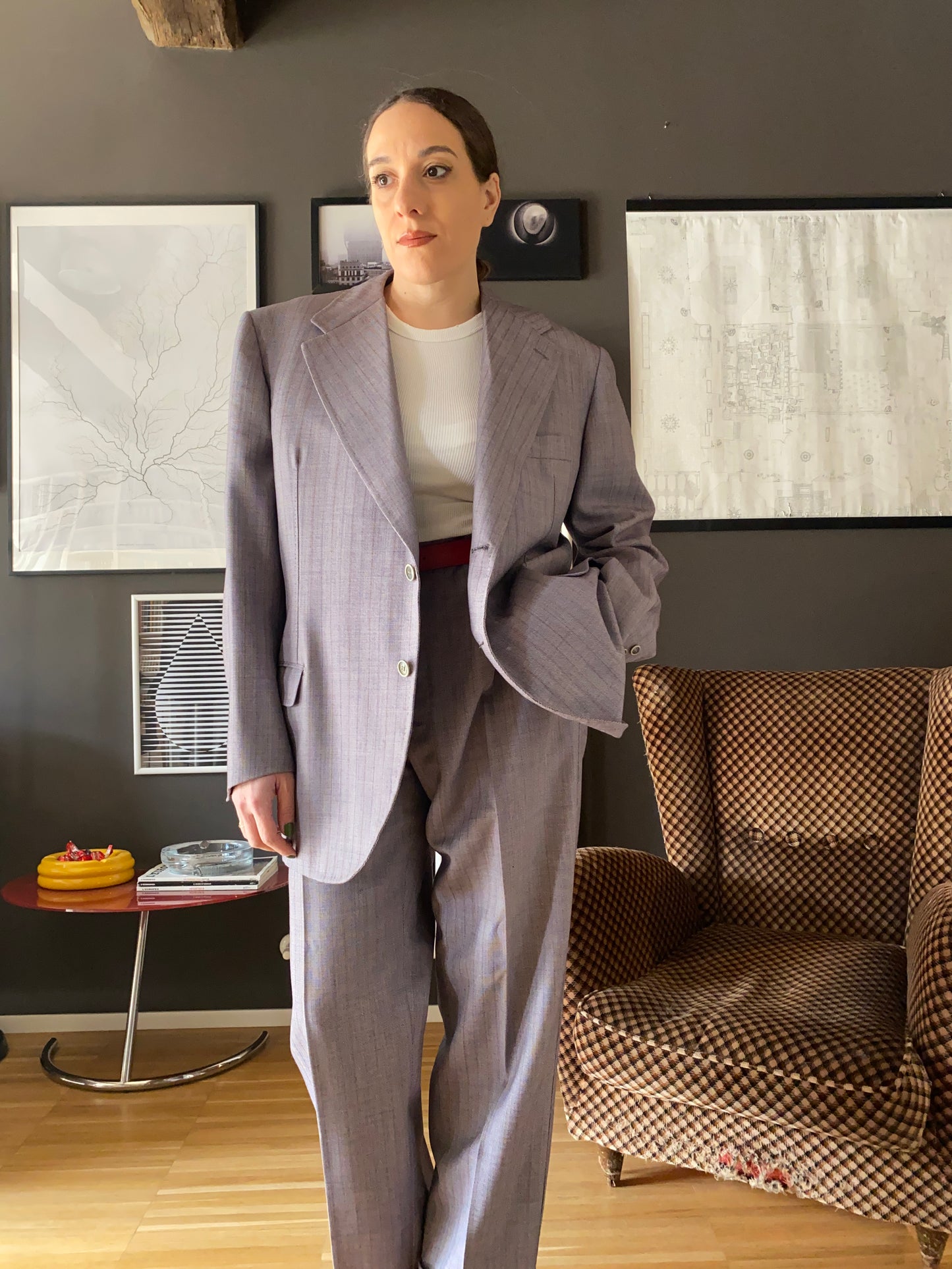 Completo sartoriale maschile lilla/grigio