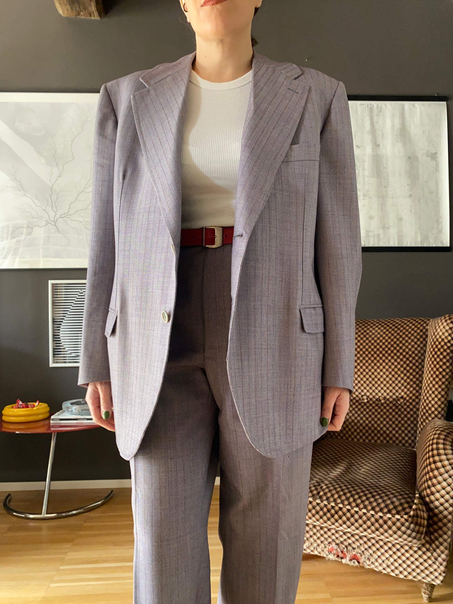 Completo sartoriale maschile lilla/grigio