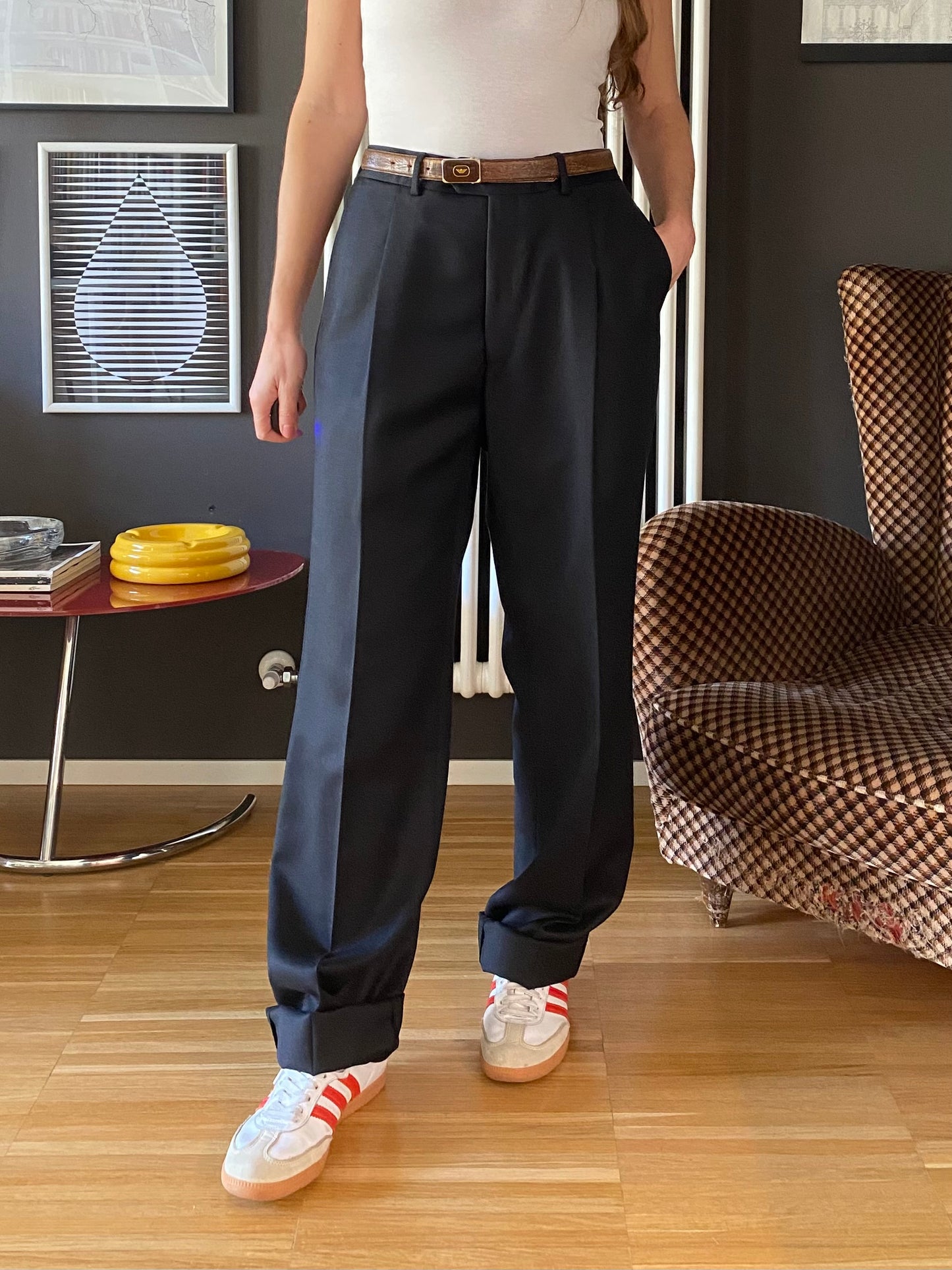 Pantaloni classici uomo blu navy