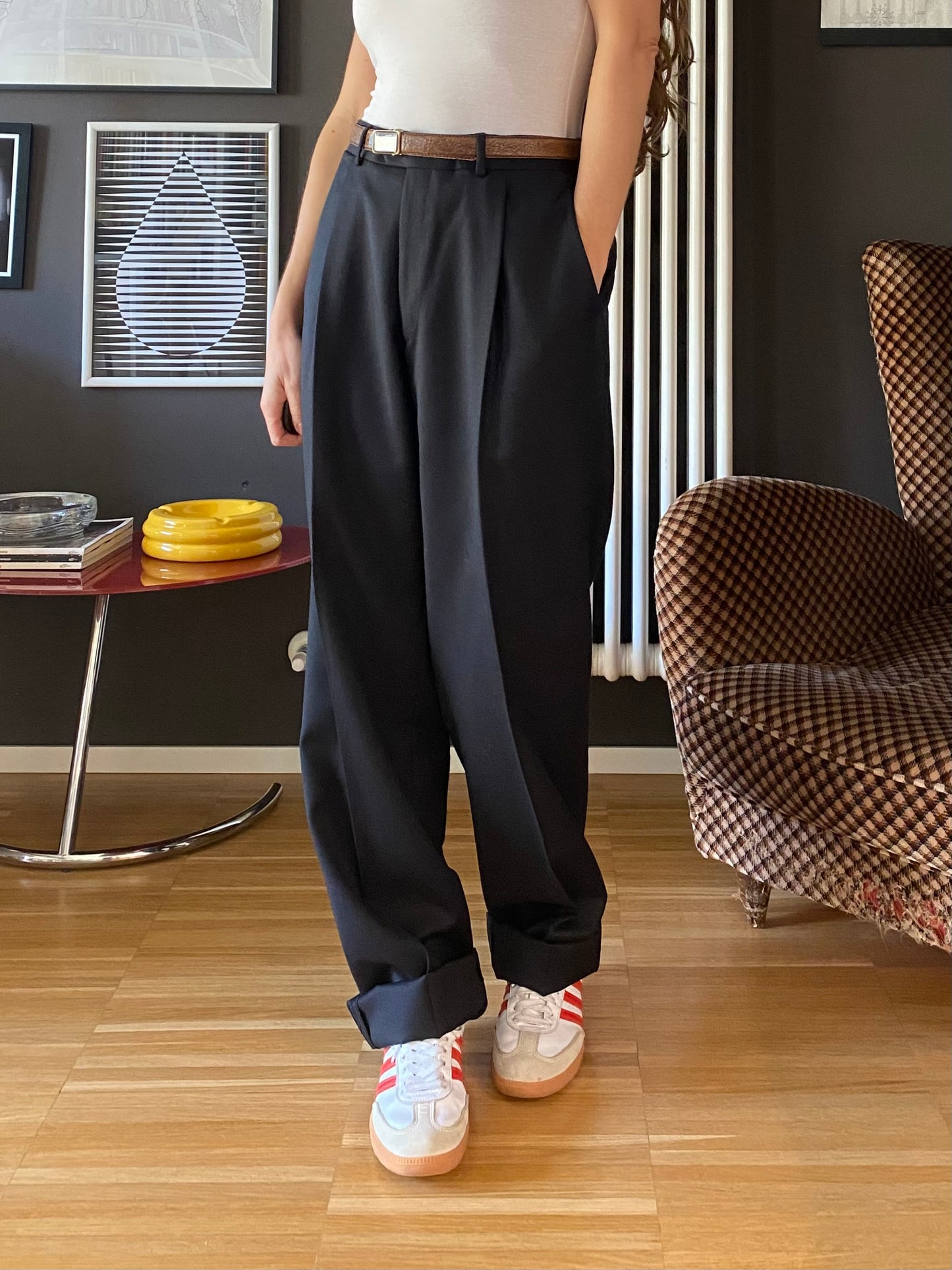 Pantaloni classici uomo blu navy