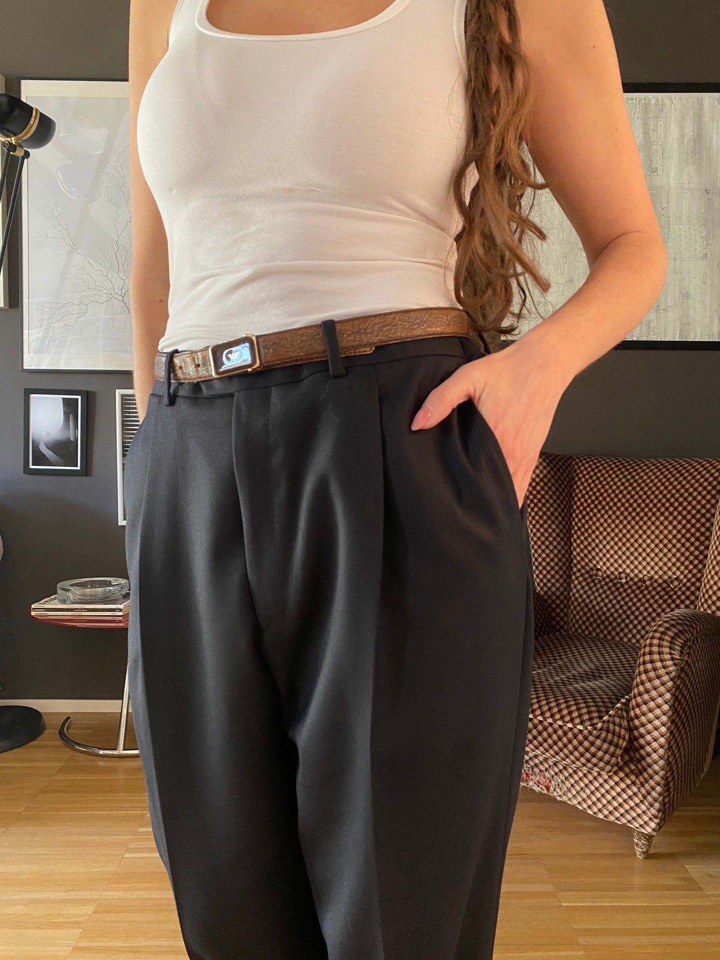 Pantaloni classici uomo blu navy