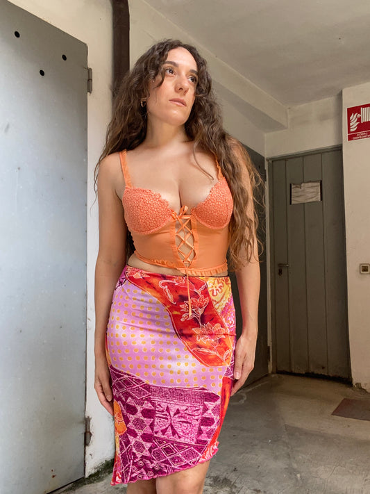 Top corsetto con pizzo