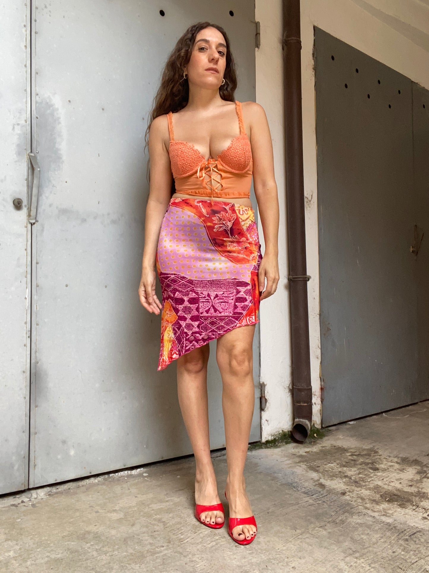 Gonna midi anni 2000 asimmetrica